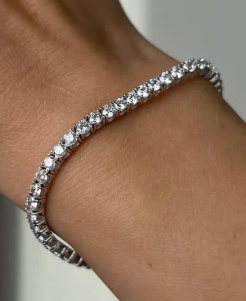 6.60CT Round Cut Natural Diamond Engagement Tennis Bracelet 14K White Gold