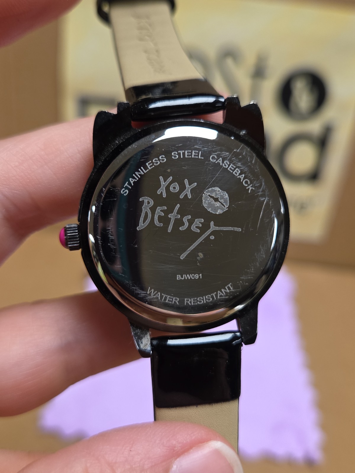 Betsey Johnson Watch Women’s Sparkle Black Cat Face Battery Works *SEE PICS