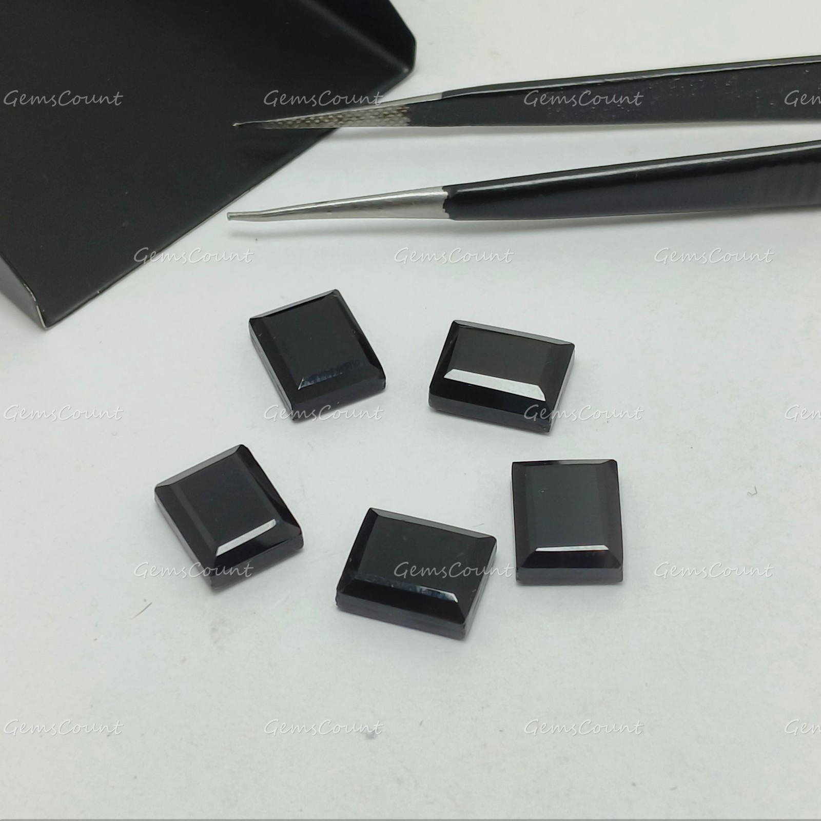 Natural Black Onyx Rectangle Flat Faceted Cut Smooth Gemstone 5x7mm-15x20mm