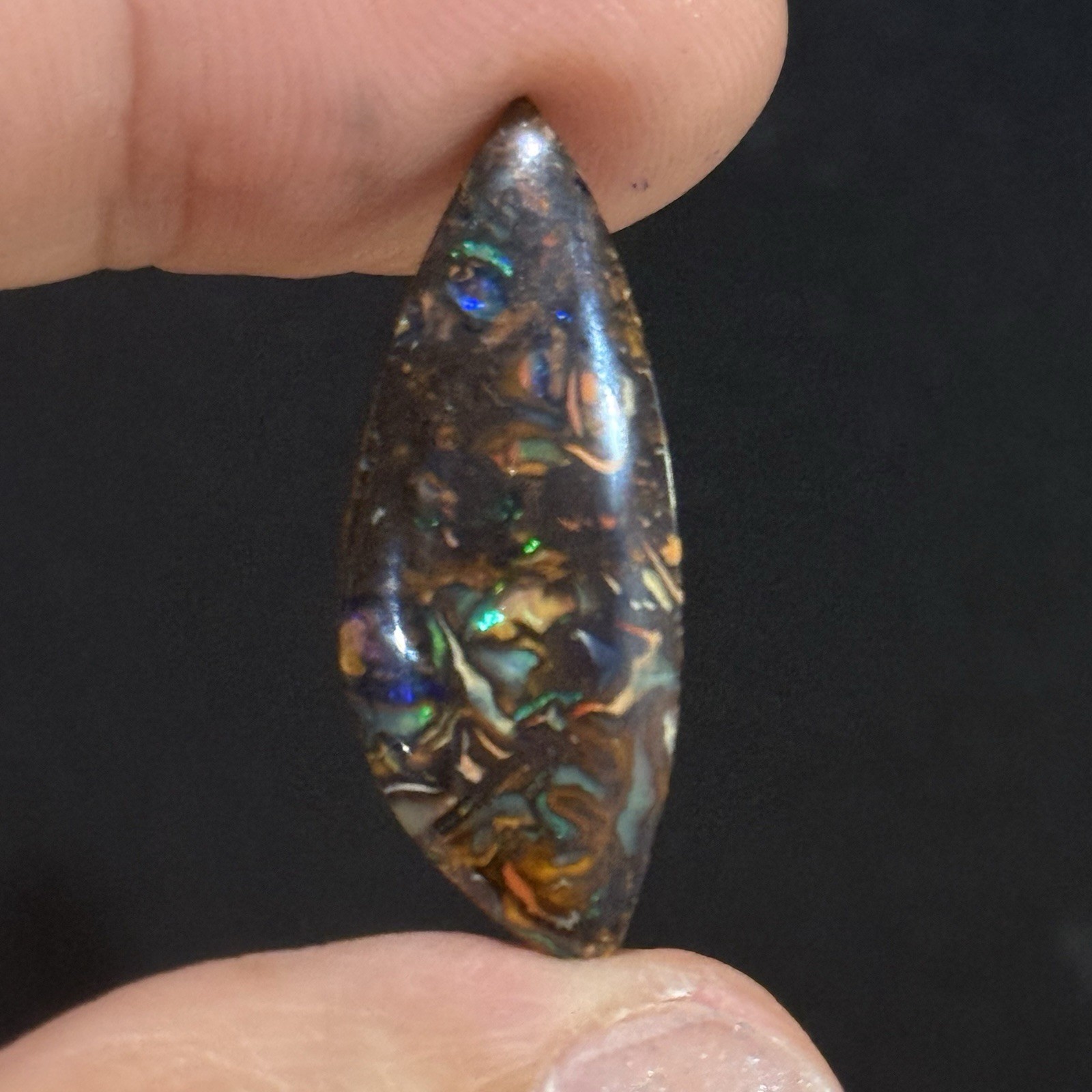 11ct 29×11.4×3.85mm Colorful Australian Koroit Boulder Opal Cabochon Gem