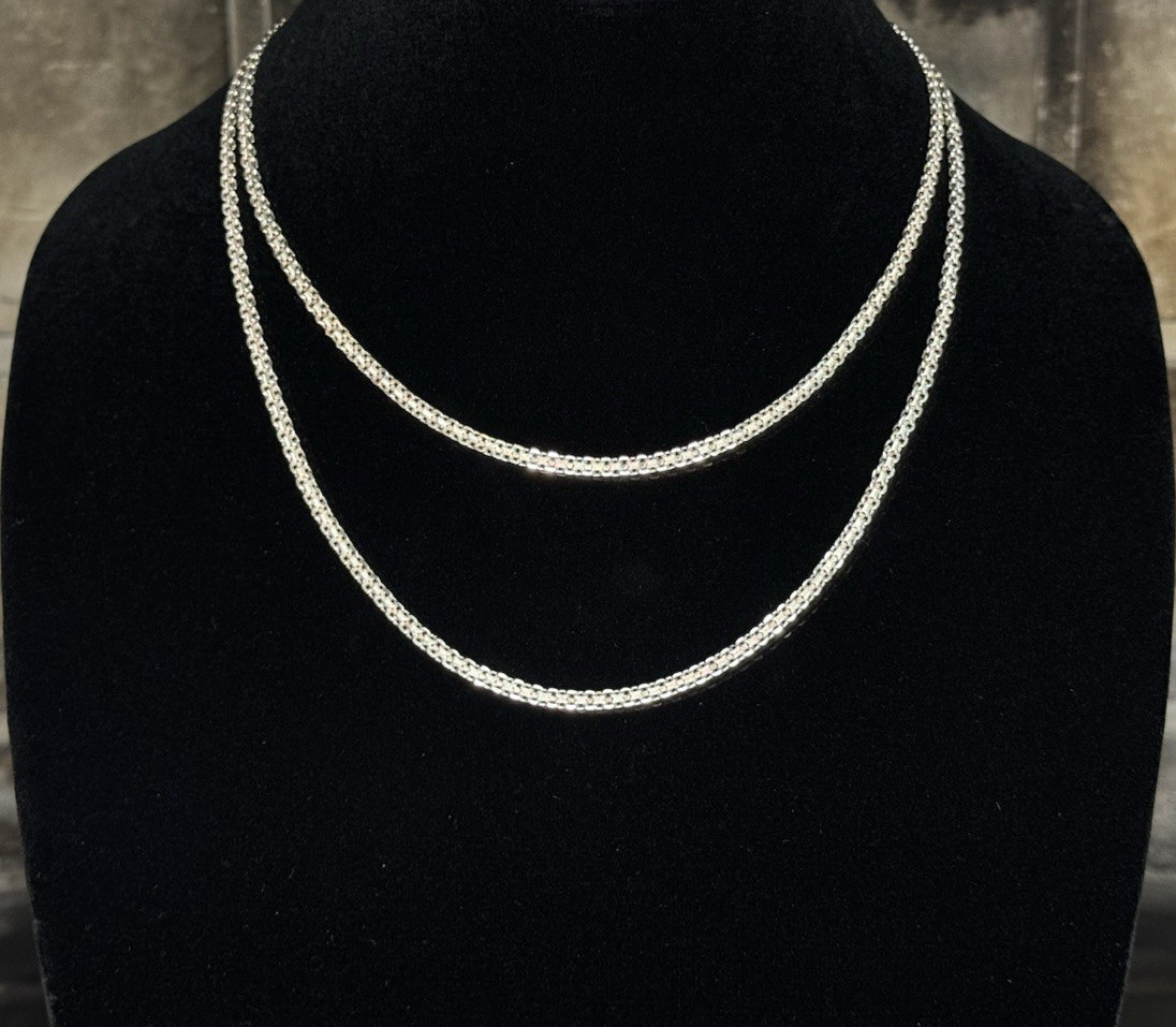 Sterling Silver Bismark Chain Necklace 3.1mm 15.54g Lobster Clasp 36” 925 IBB