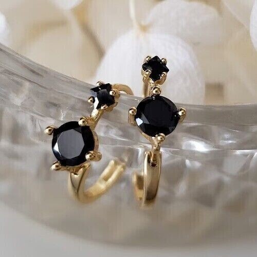 2Ct Round Lab Created Diamond Drop Dangle Earring 14K Yellow Gold Plated Silver