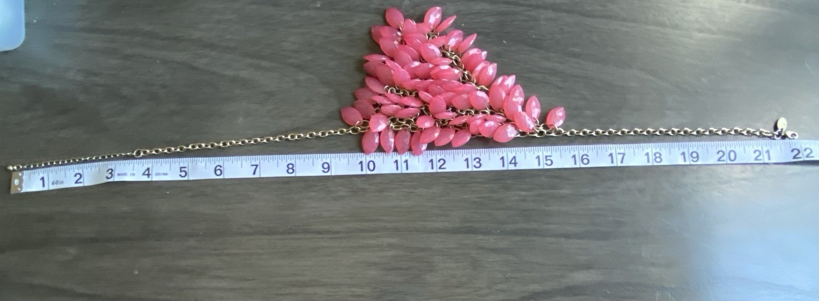 Vintage Hot Pink Teardrop Bib Necklace Statement Flower Petal Design Boho A330