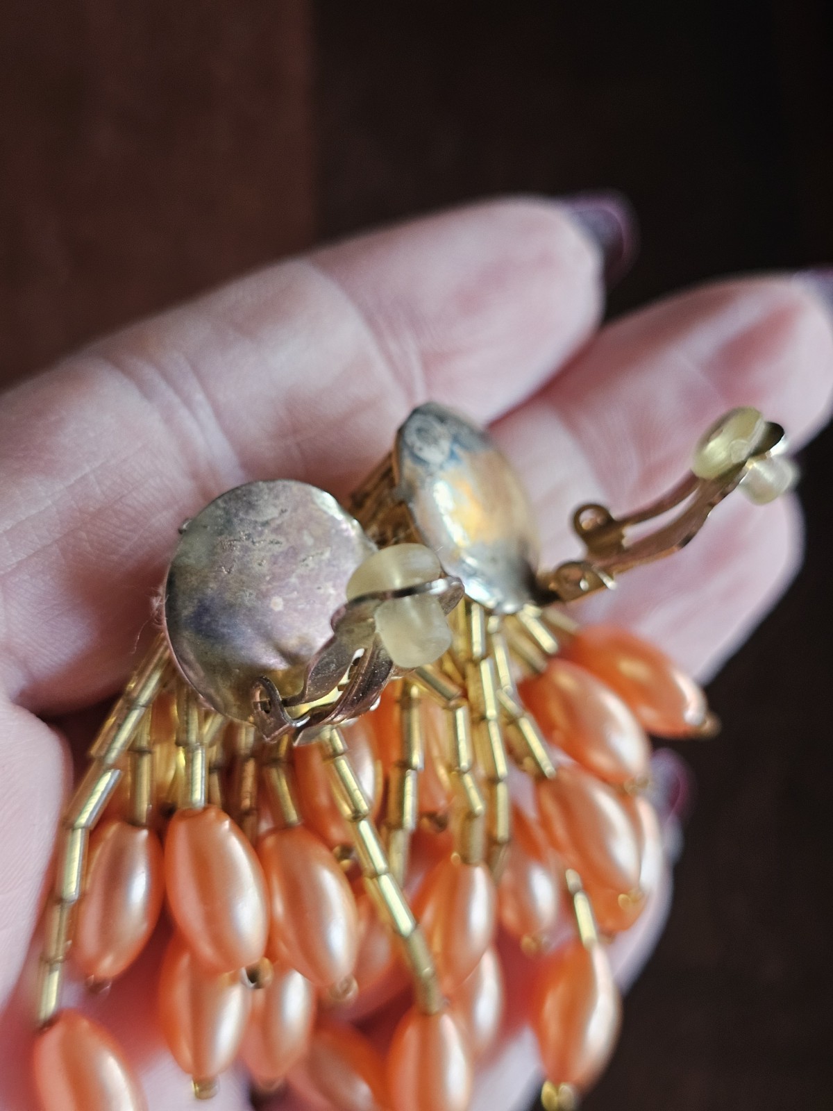 Retro BEADED DANGLE CLIP EARRINGS VINTAGE ESTATE
