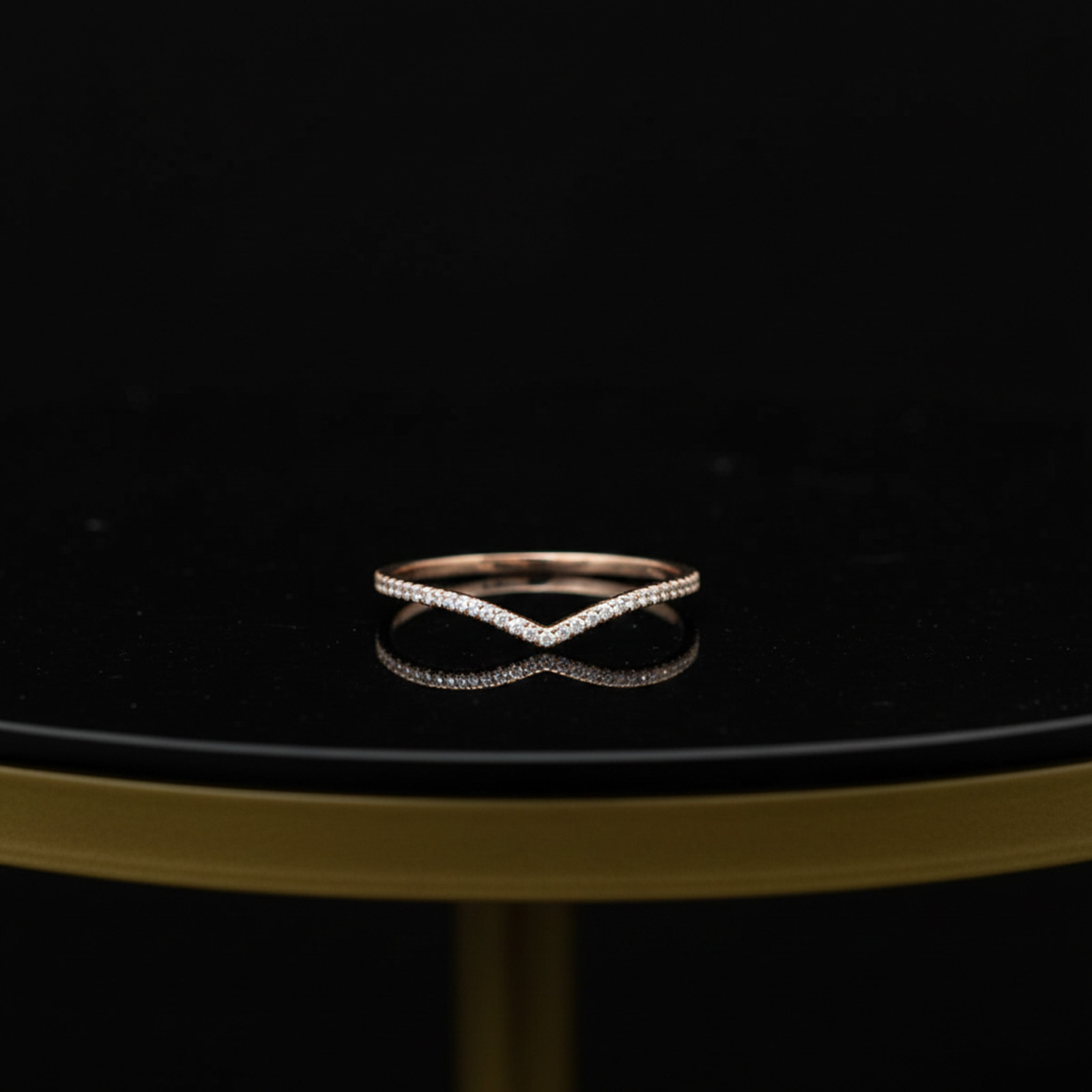 0.57 Round Cut Moissanite Stone chevron Band Stackable Wedding Bridal Band