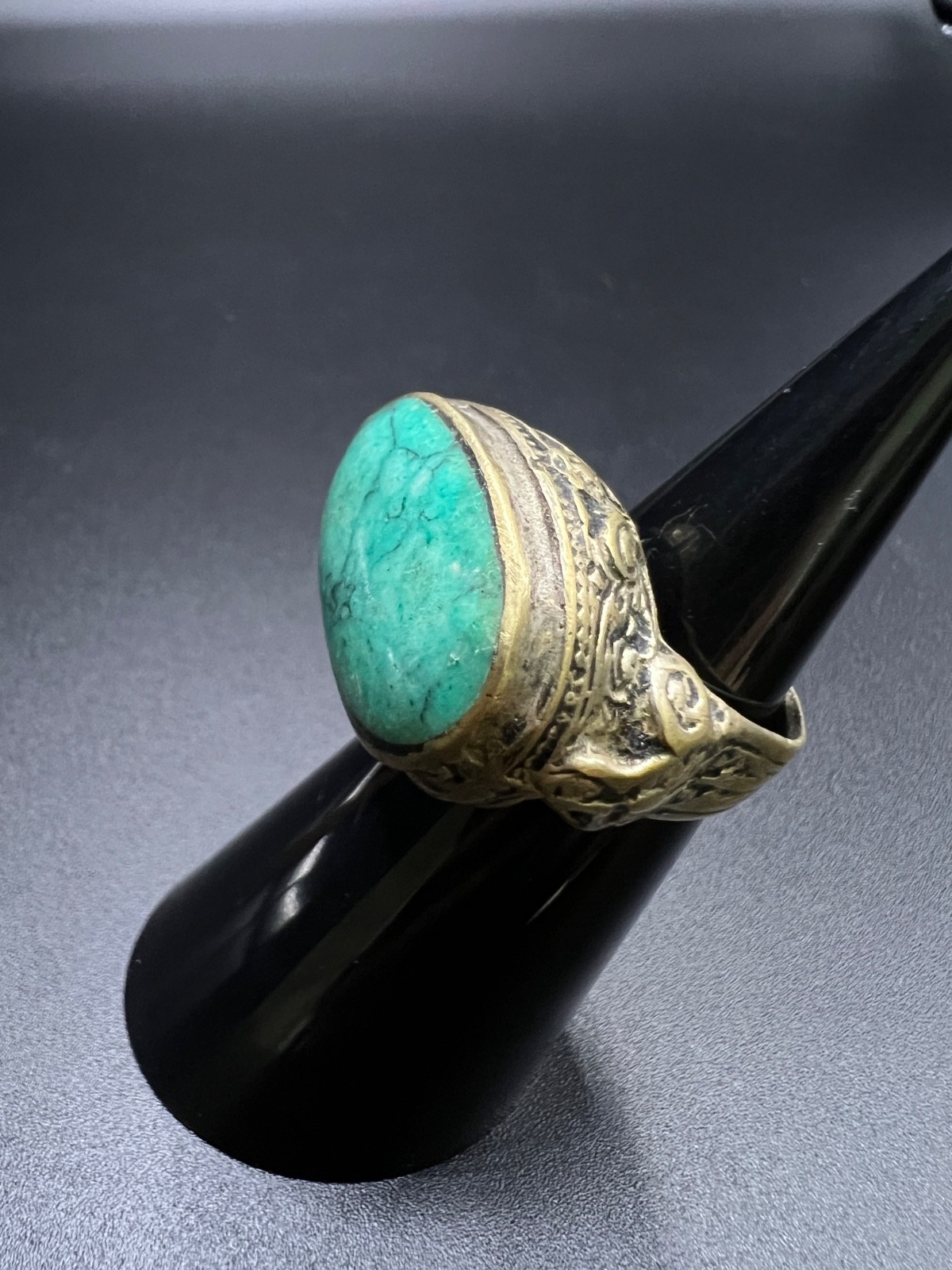 Rare antique Afghan Turquoise Stone Statement Ring US Size 7.25 | Handcrafted