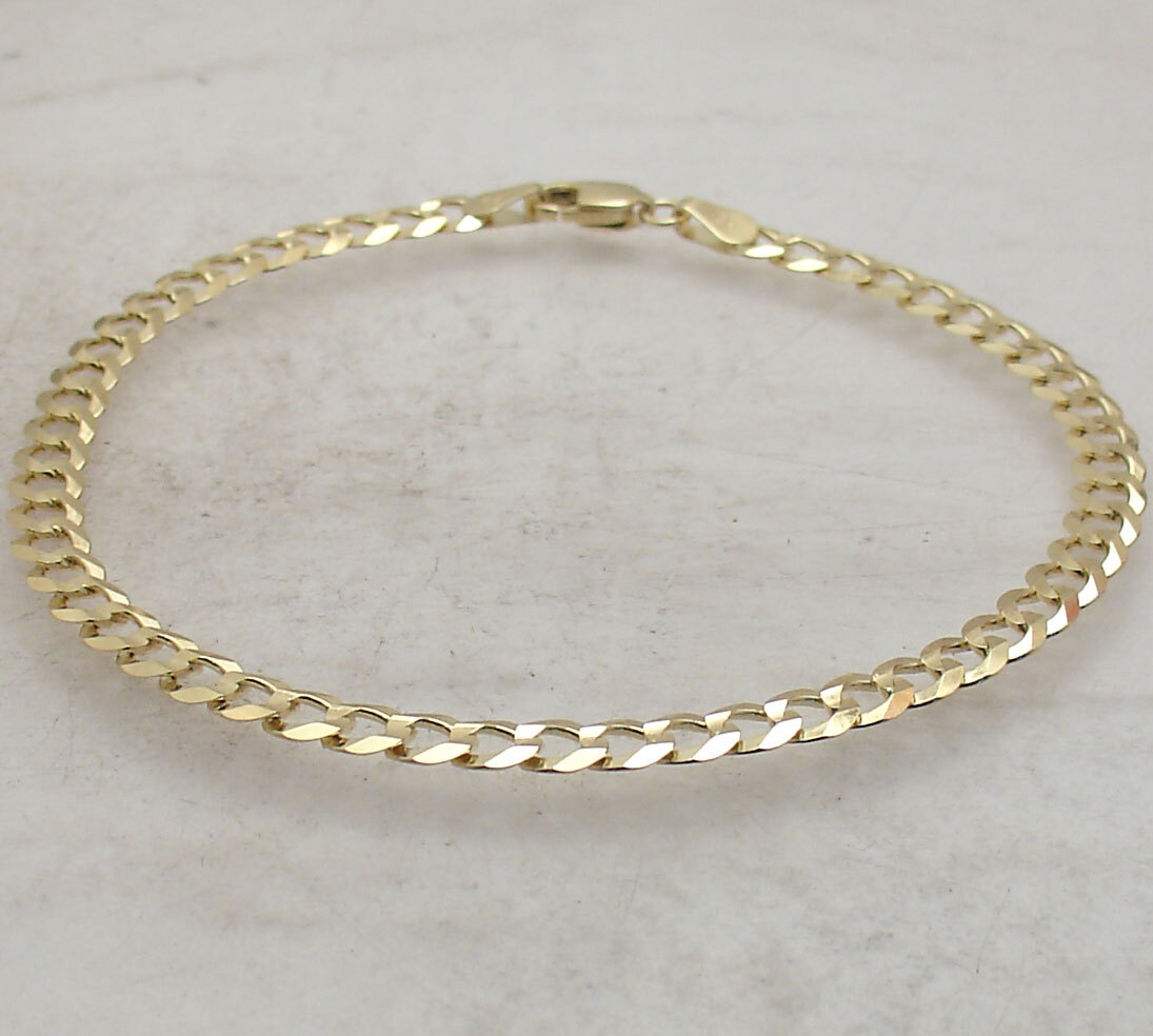4.7mm Curb Cuban Link Chain Bracelet Real Solid 10K Yellow Gold ALL SIZES