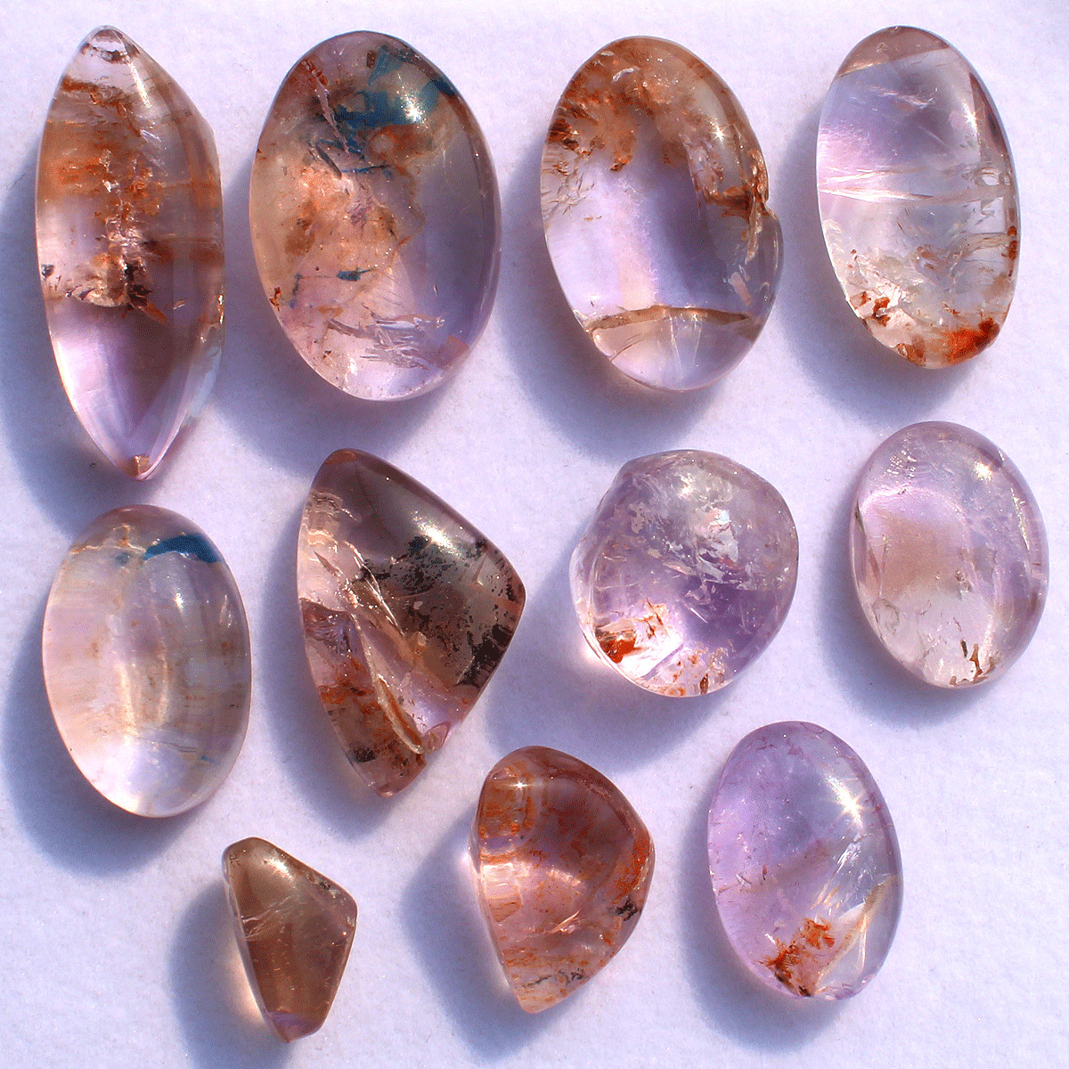 11 Pcs Natural Amethyst Quartz With Matrix 14.1mm-31.8mm Cabochon Gemstones Lot