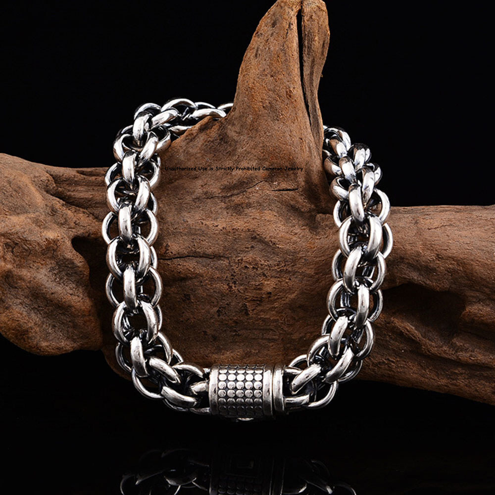 Pure S925 Sterling Silver Chain 14mm Multi Toggle Link Bracelet 57-58g 8.67inch