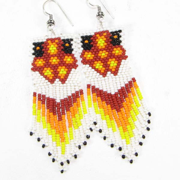 NEW ORANGE BROWN NATIVE STYLE HANDCRAFTED BEADED FASHION HOOK EARRINGS E18/20