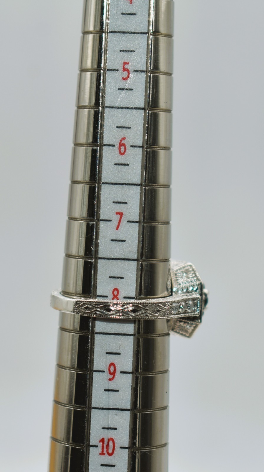 0.57 CT TW Treated Blue & White Diamonds Sterling Silver Halo Ring Size 8-1/4