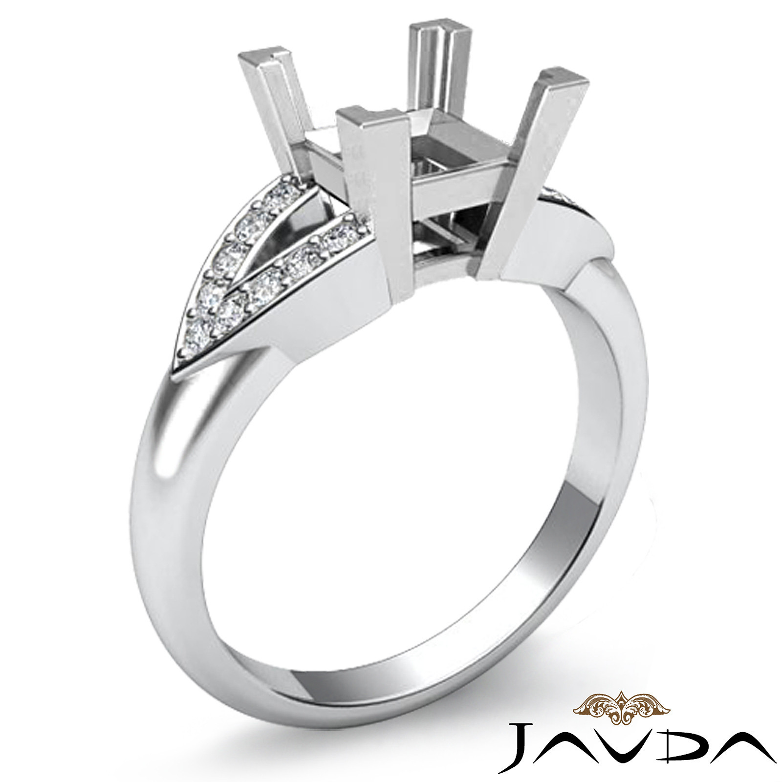 Classic Princess Semi Mount Diamond Wedding Promise Ring 18k White Gold 0.25Ctw