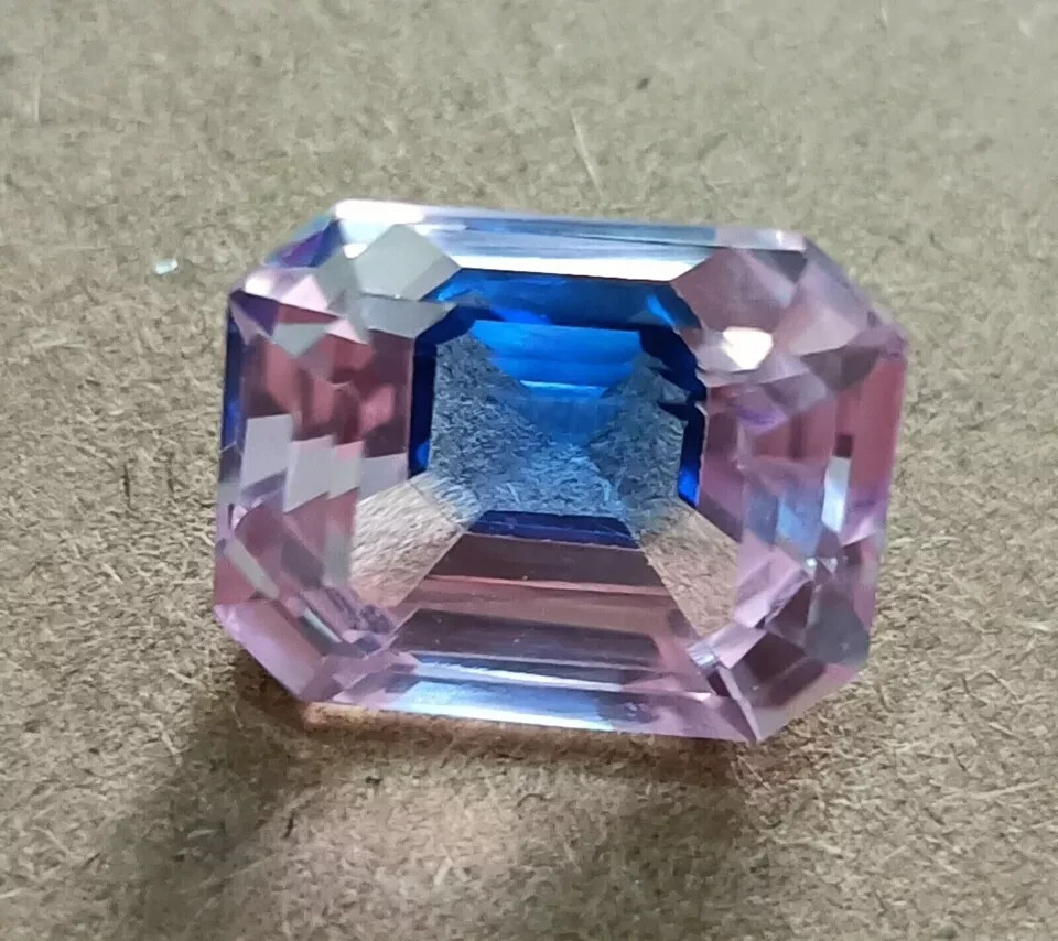 10.7 Ct Natural Bi-Color Pitambari Sapphire Emerald Cut Loose Gemstone Certified