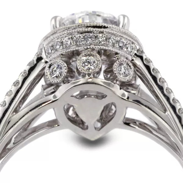 Side Stone Engagement Ring 18K Gold Halo 1.80 Carat Pear Lab-Grown Diamond E SI1