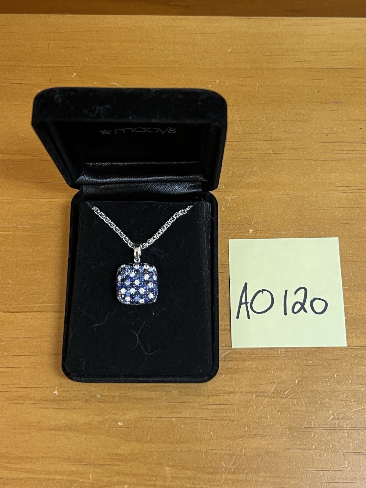 Effy Blue Splash Sapphire Sterling Silver Pendant Necklace Wheat Chain