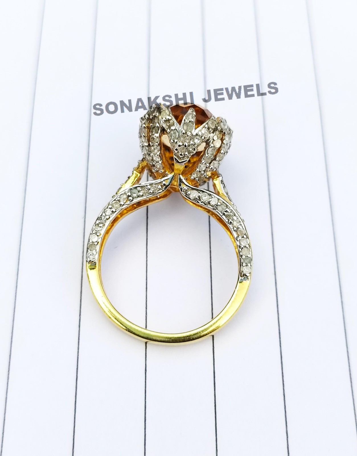 Handmade Design Citrine Silver Ring 925 Sterling Silver Diamond Rings