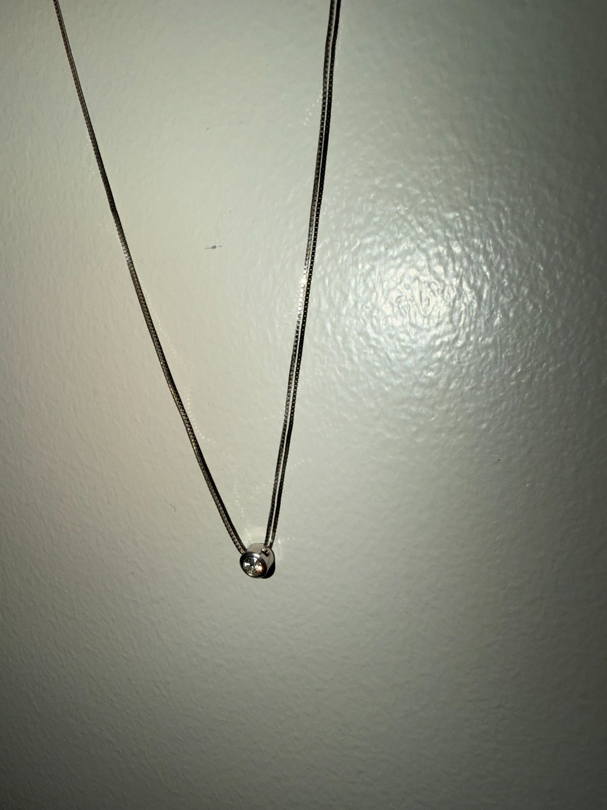 Natural 1/2-Carat Diamond Solitaire Necklace — 14K White Gold, Bezel Set