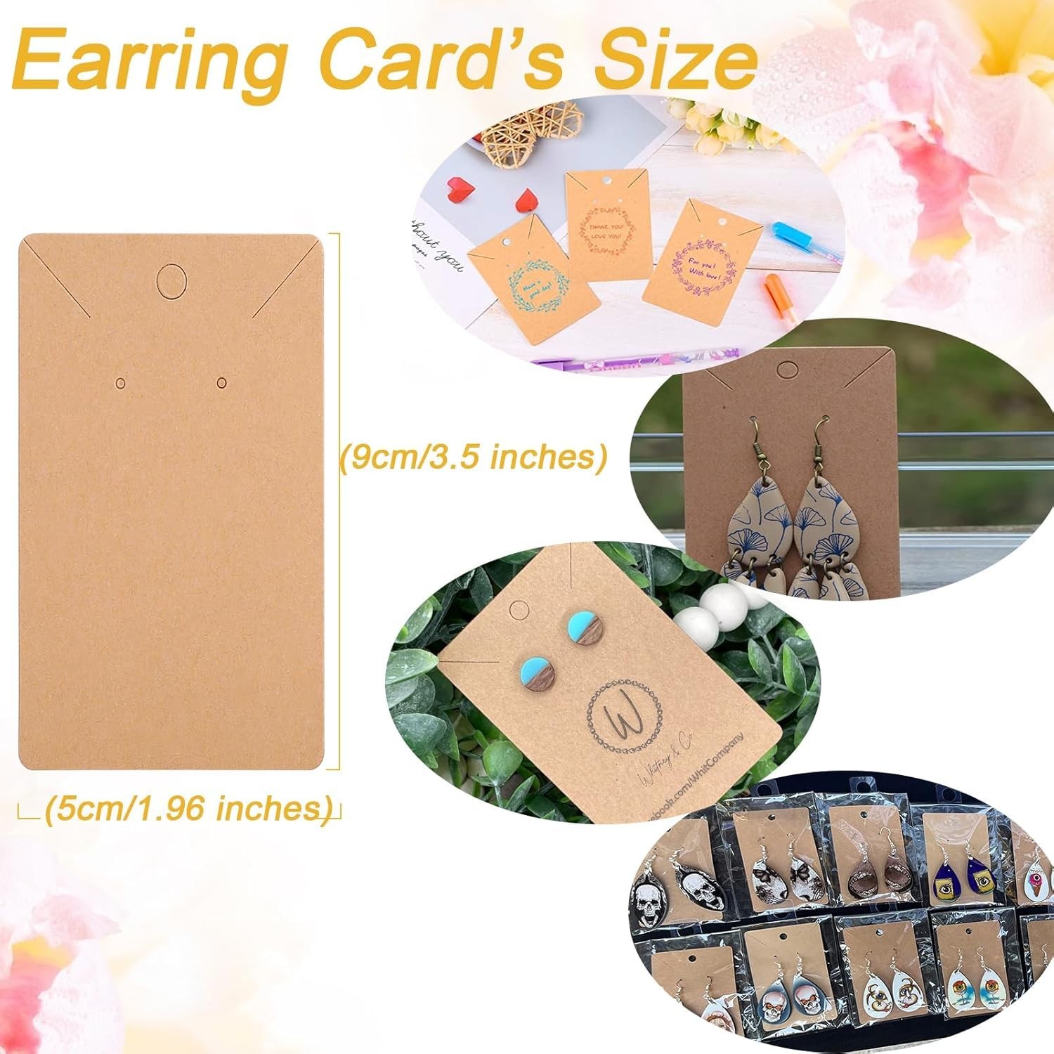 350pcs Earring Display Cards – 3.5 x 1.96 Inches Sturdy Earring Cards for Ear…