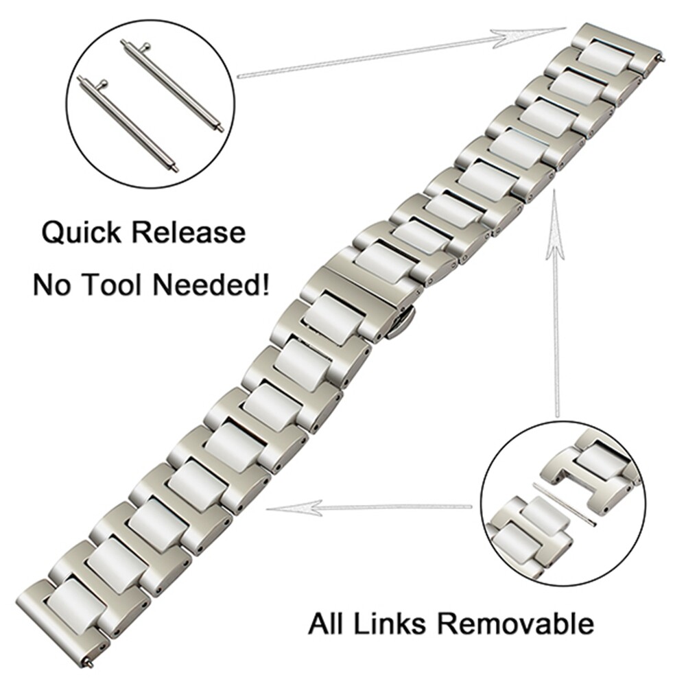 16mm 18mm 20mm 22mm Ceramic Replacement Watch Band Strap Metal Wrist Bracelet