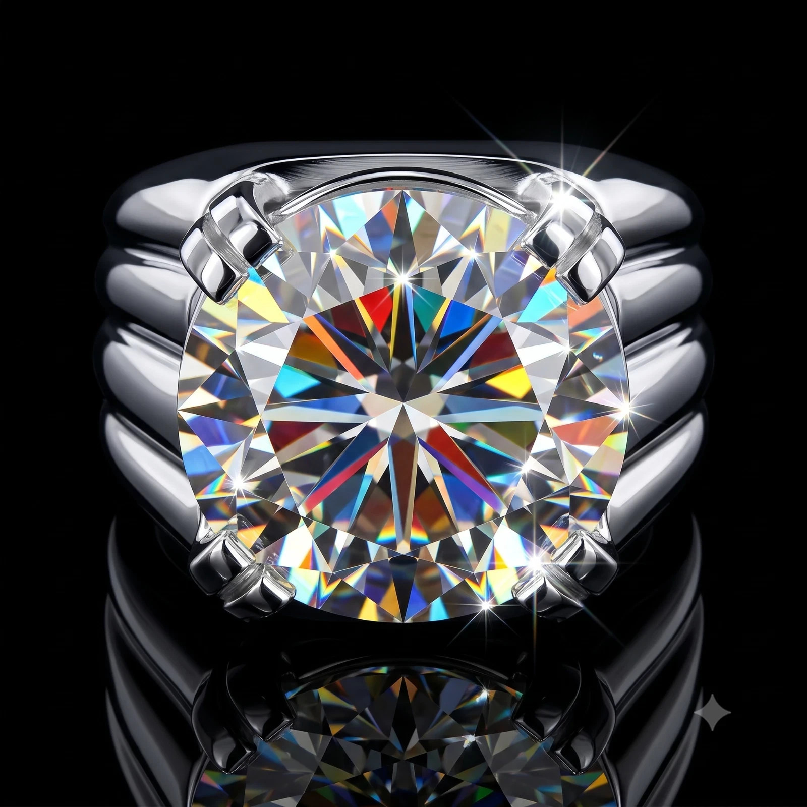 15 Ct Certified Round White Diamond Solitaire Men’s Ring 14k White Gold Plated