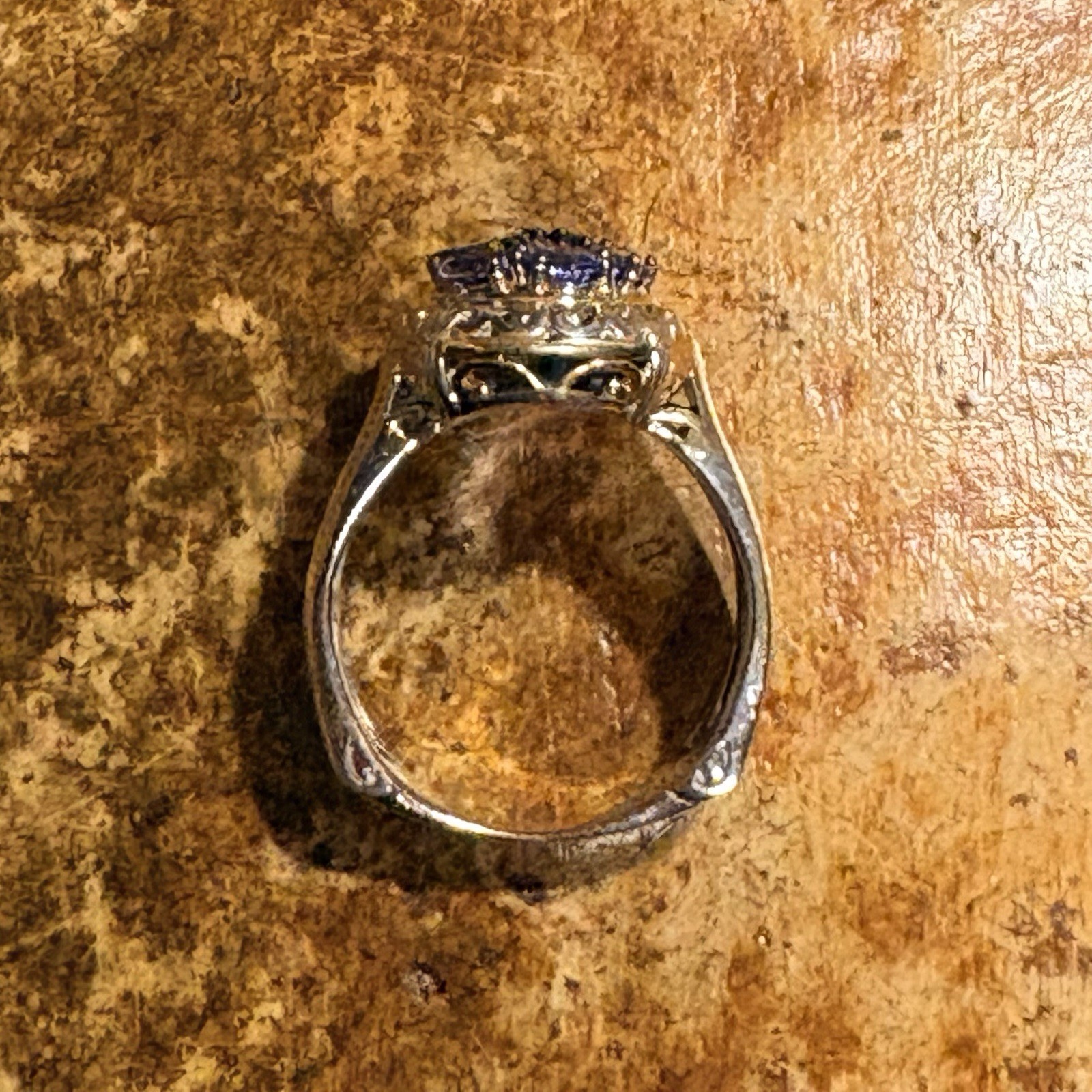 Gems En Vogue Ring Size 9 Sterling Silver Two Tone w/ Tanzanite Cluster