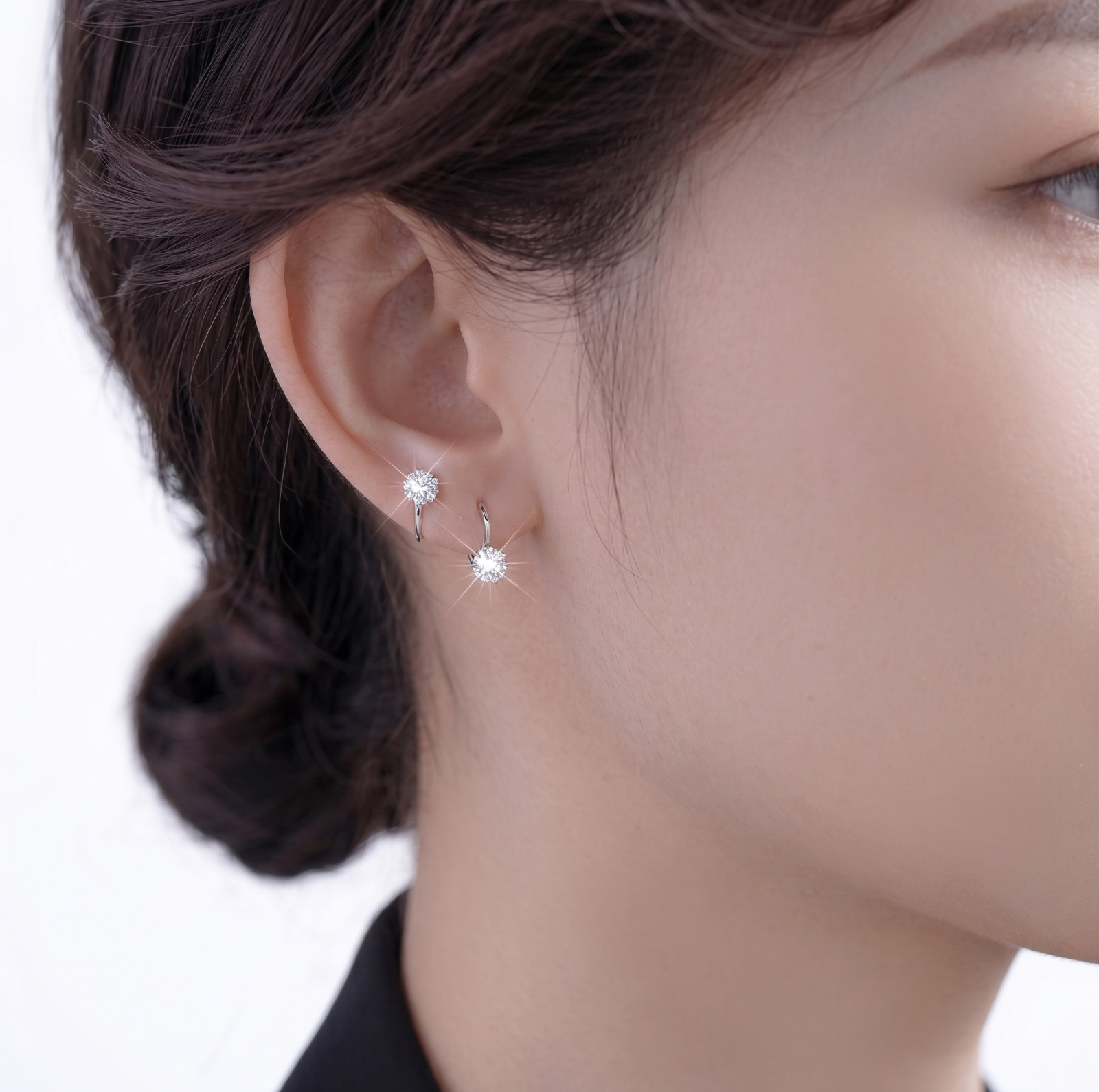 2Pcs Double Ball Stud Earrings Sparkling Pave Crystal Disco Bead Jewelry