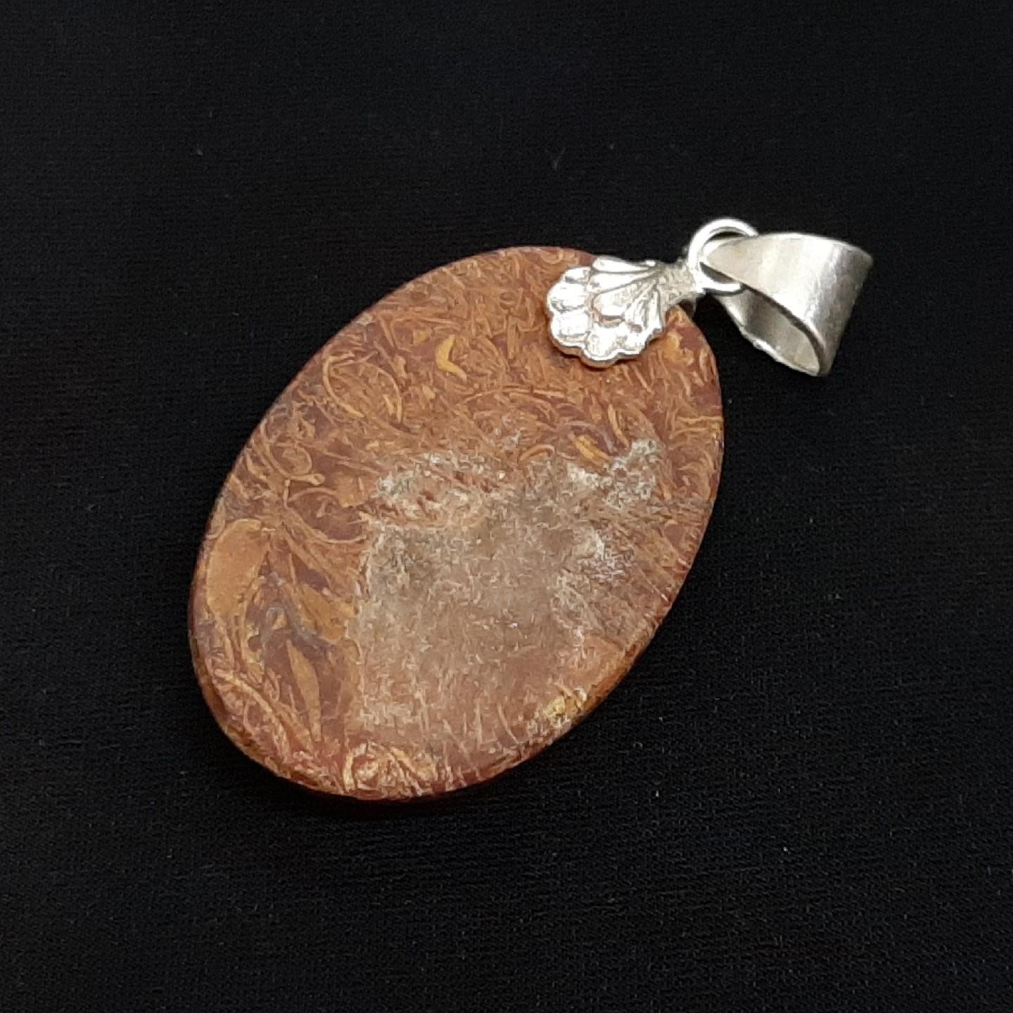 LARGE 20.60ctw Jasper Cabochon Silver Pendant 13.3g