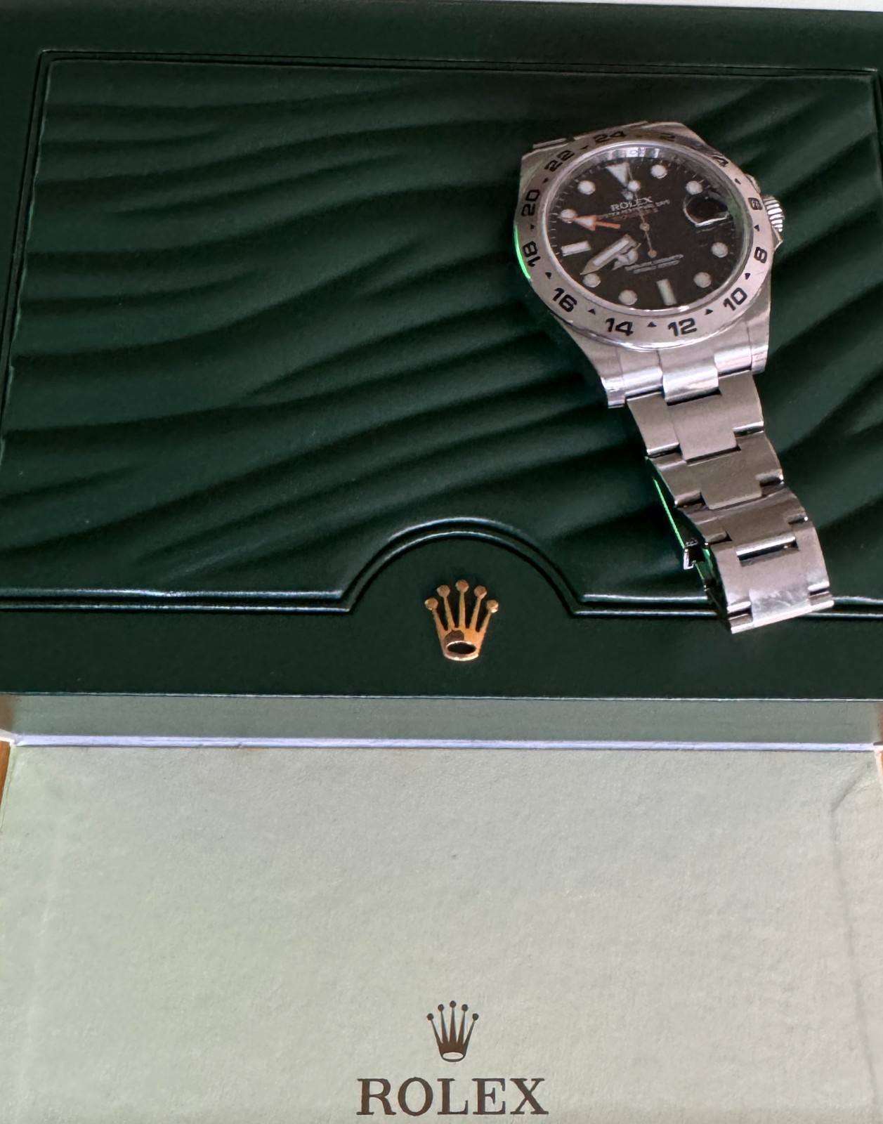 Rolex Oyster Perpetual Explorer II 216570 Mens Watch Black Box Orange Band