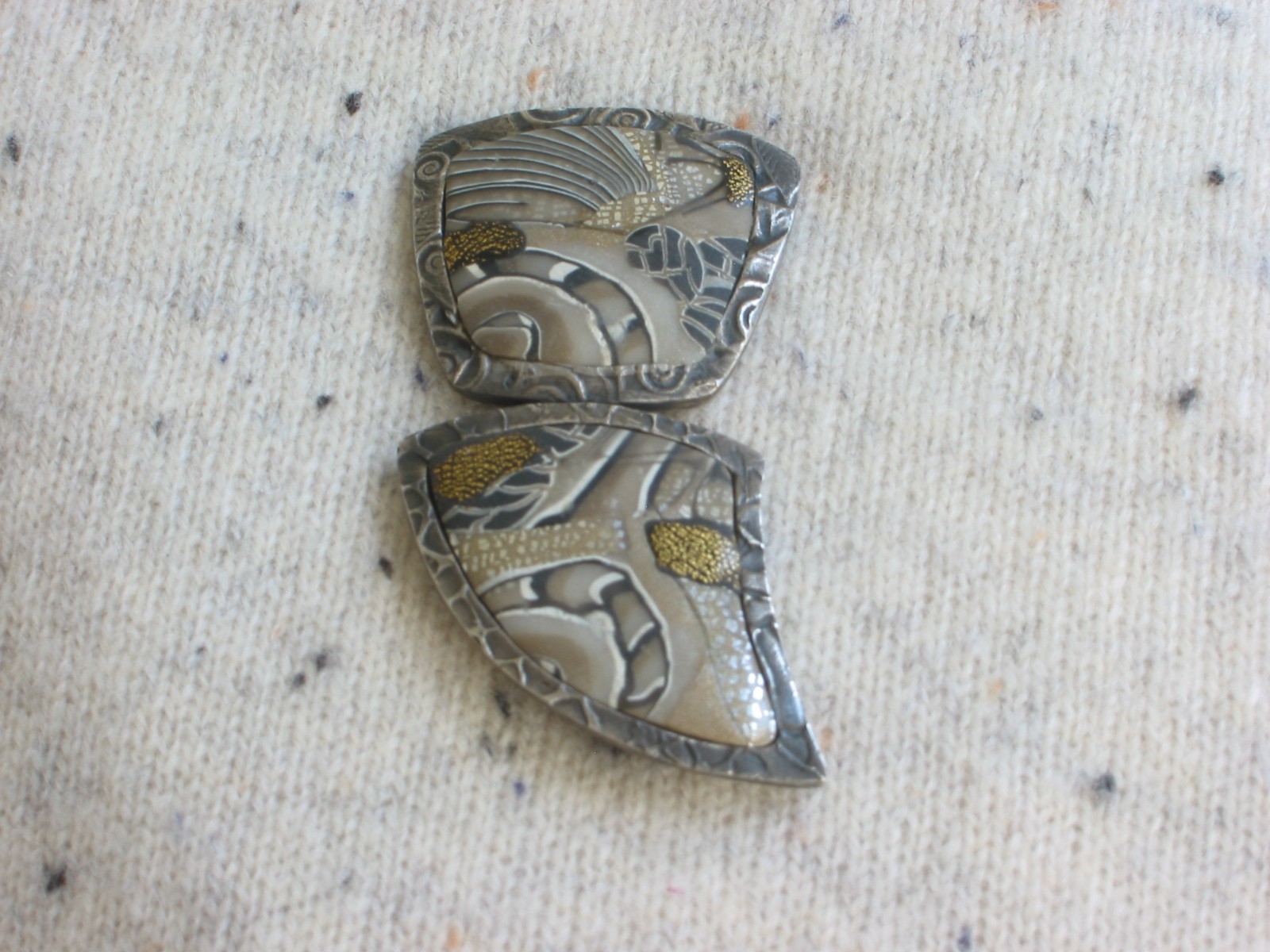 BROOCH PIN & PENDANT 2-IN-1 CONTEMPORARY ABSTRACT SIGNED MIXED MEDIA LAPEL PIECE