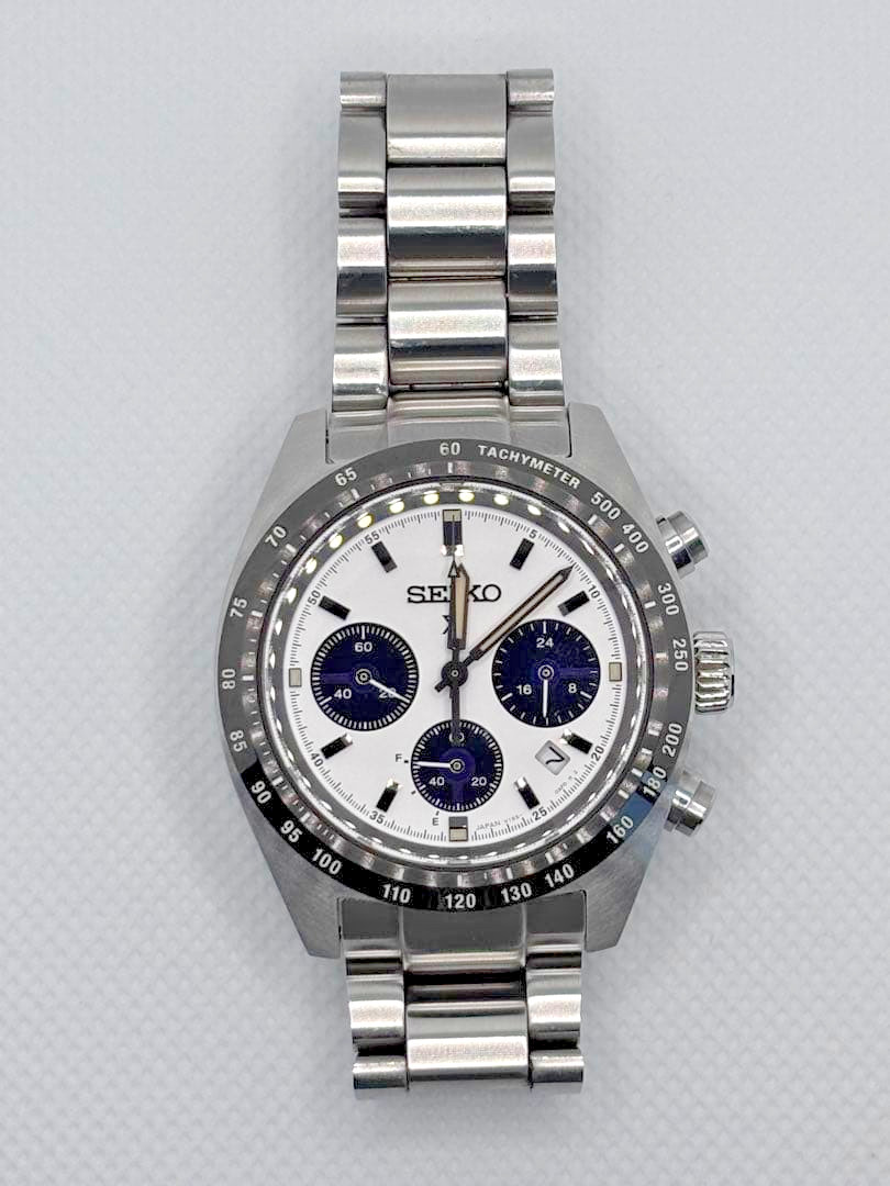 [☆Very Good++]SEIKO PROSPEX SPEEDTIMER SBDL085 Panda White Solar Chronograph
