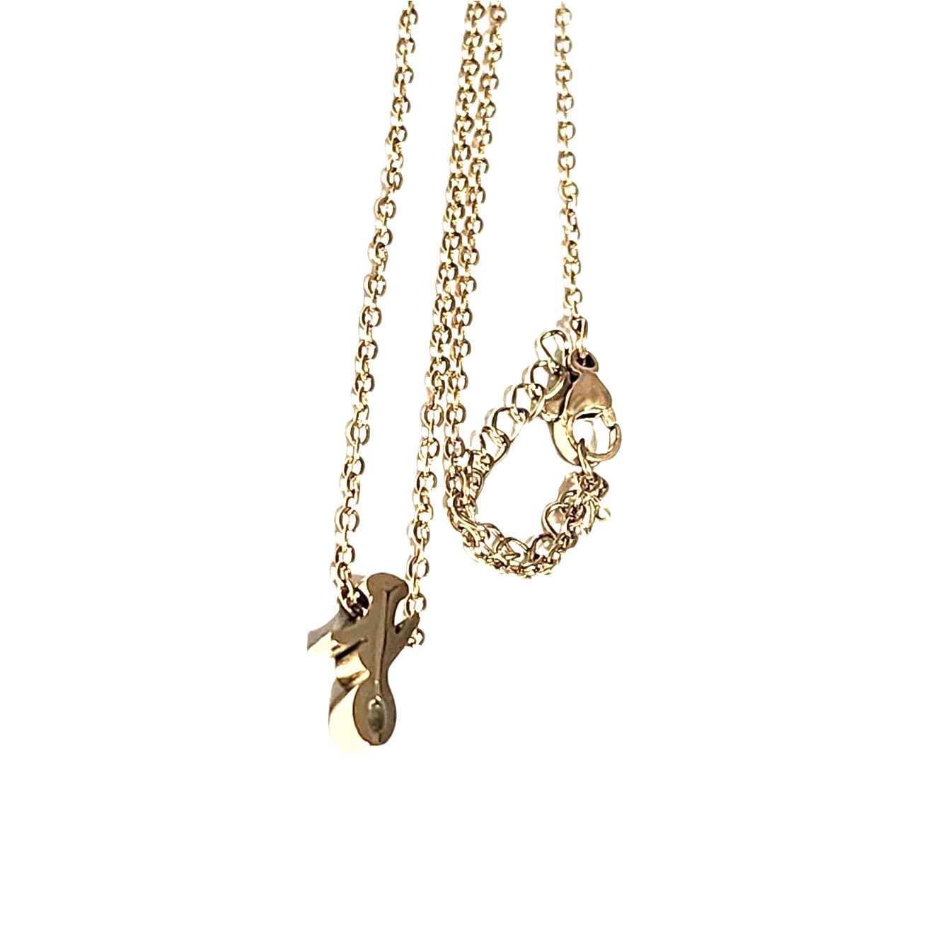 Dainty Cursive Letter J Initial Gold Tone Charm Pendant Necklace 17″ Name Cable