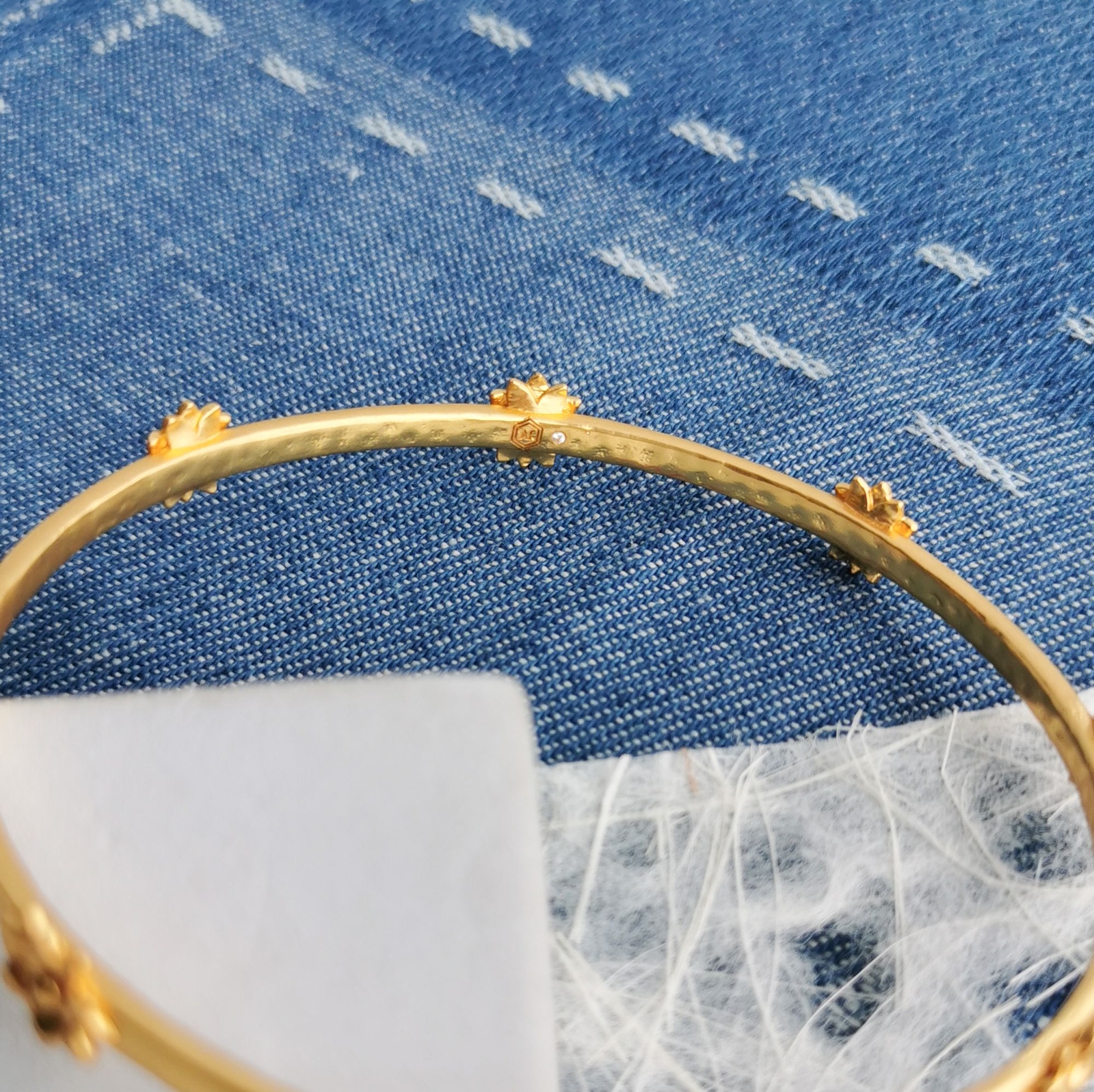 Julie Vos Floral Bangle Bracelet 24K gold plate NEW