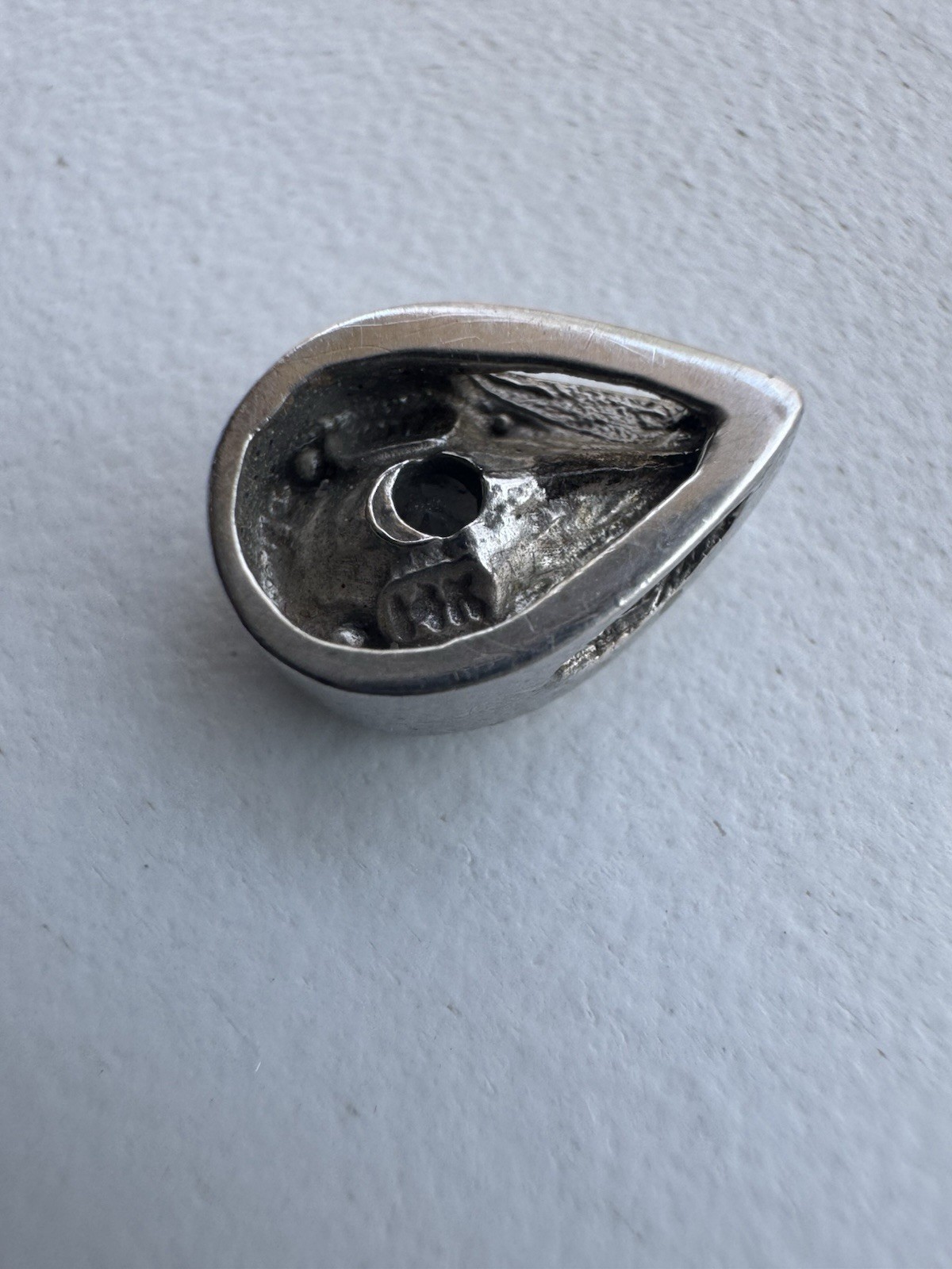 VTG 14K SOLID WHITE GOLD DIAMOND TEARDROP PENDANT Round 3 mm Diamond 1.1 Gram