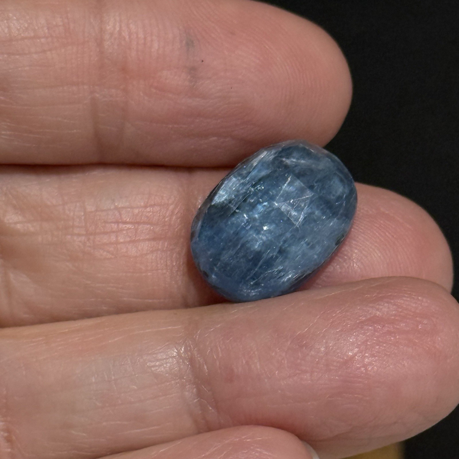 12.1ct 16.4×12.2×5.6mm Fine Blue Faceted Kyanite Oval Cabochon Loose Gem