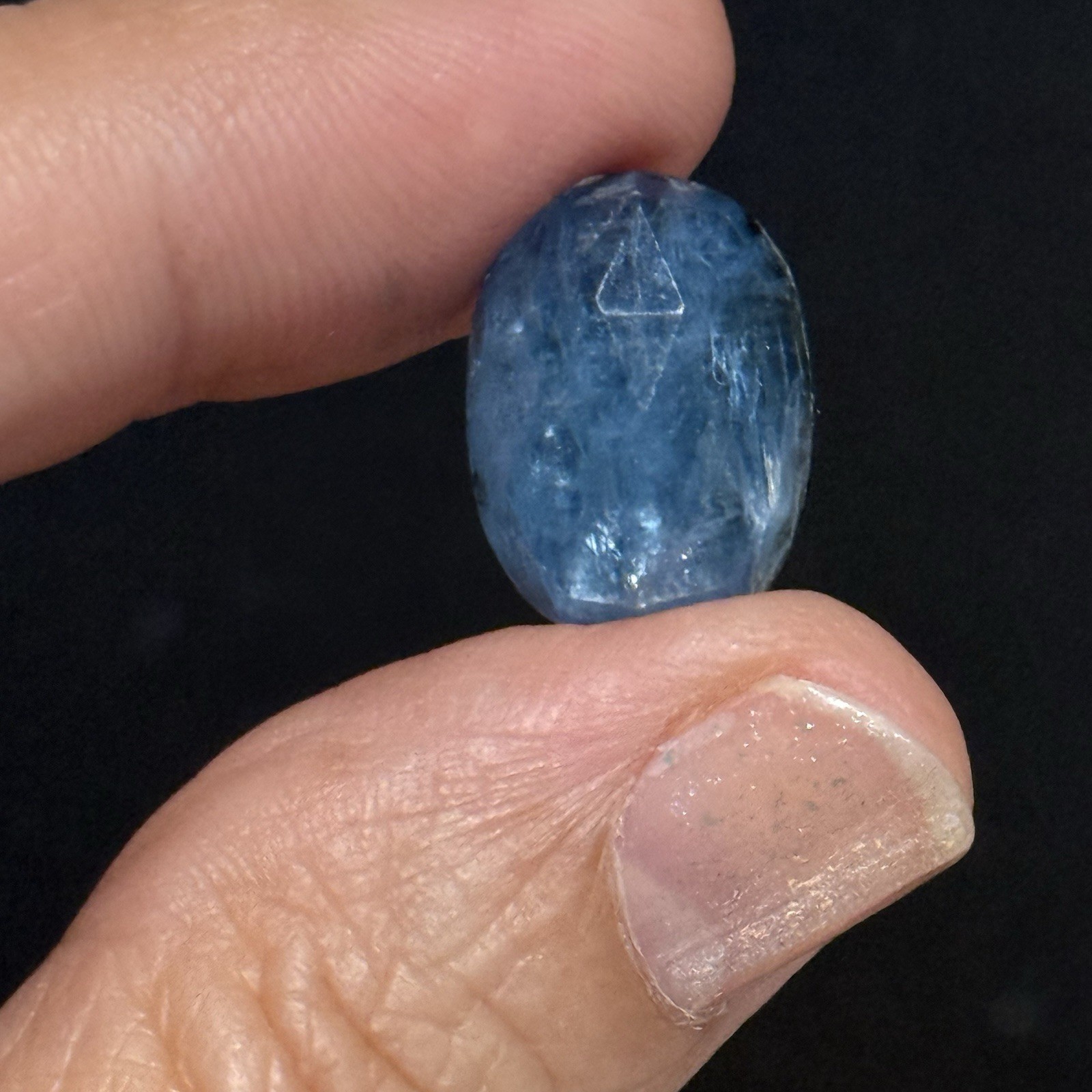 12.1ct 16.4×12.2×5.6mm Fine Blue Faceted Kyanite Oval Cabochon Loose Gem
