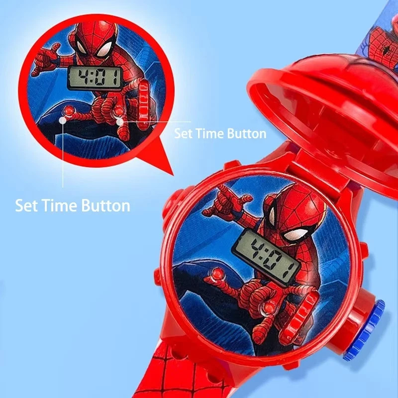 Children Spiderman Watch Cartoon Flashing Light Up Digital Spider Man Kids Flash