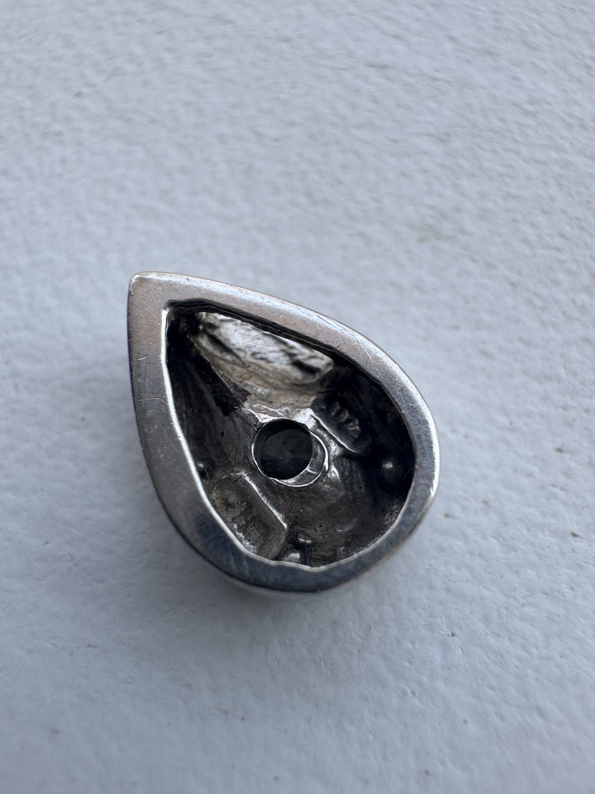 VTG 14K SOLID WHITE GOLD DIAMOND TEARDROP PENDANT Round 3 mm Diamond 1.1 Gram