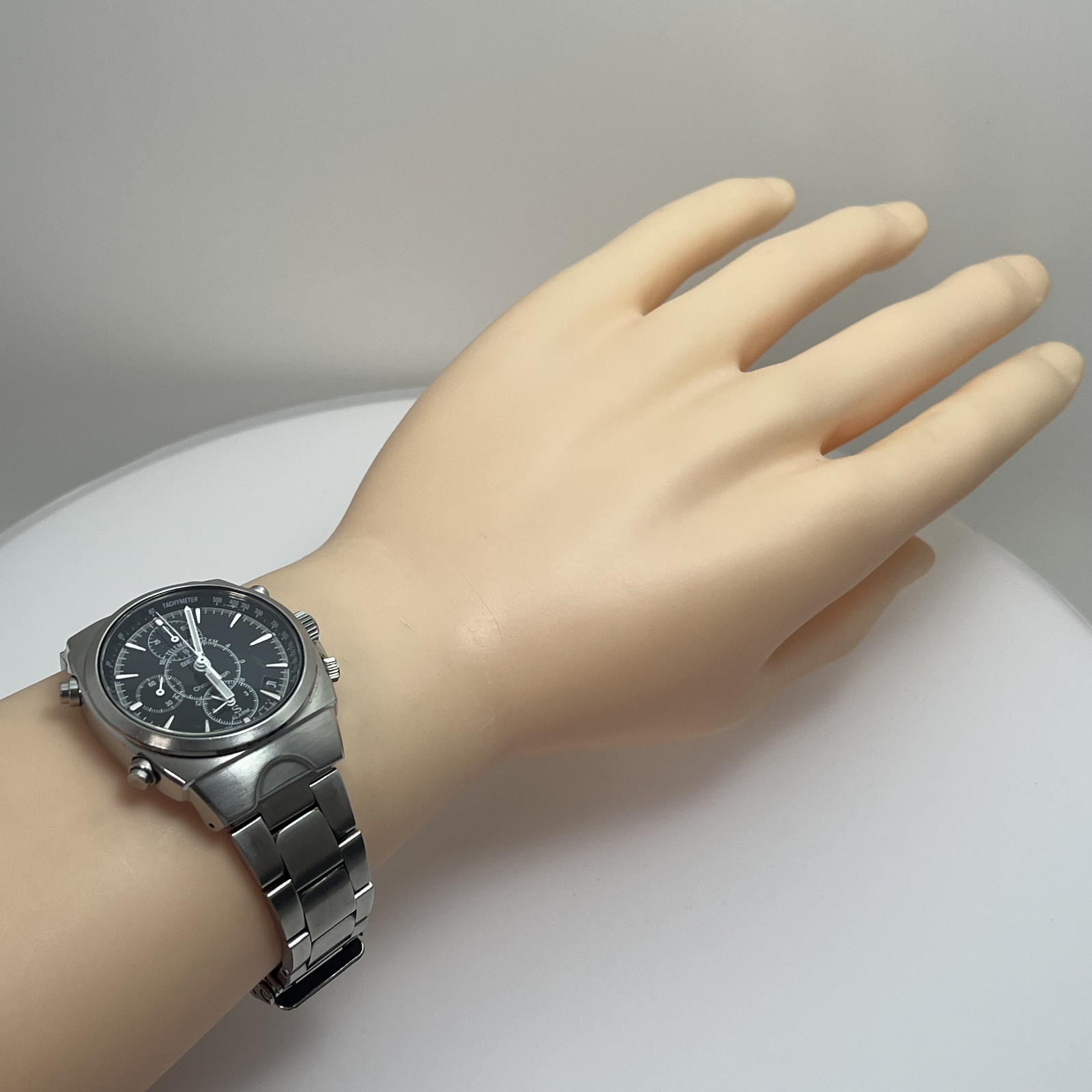 Seiko SUS Chronograph 7T32-9000 Qz Japan Alarm SS Vintage Watch #B791