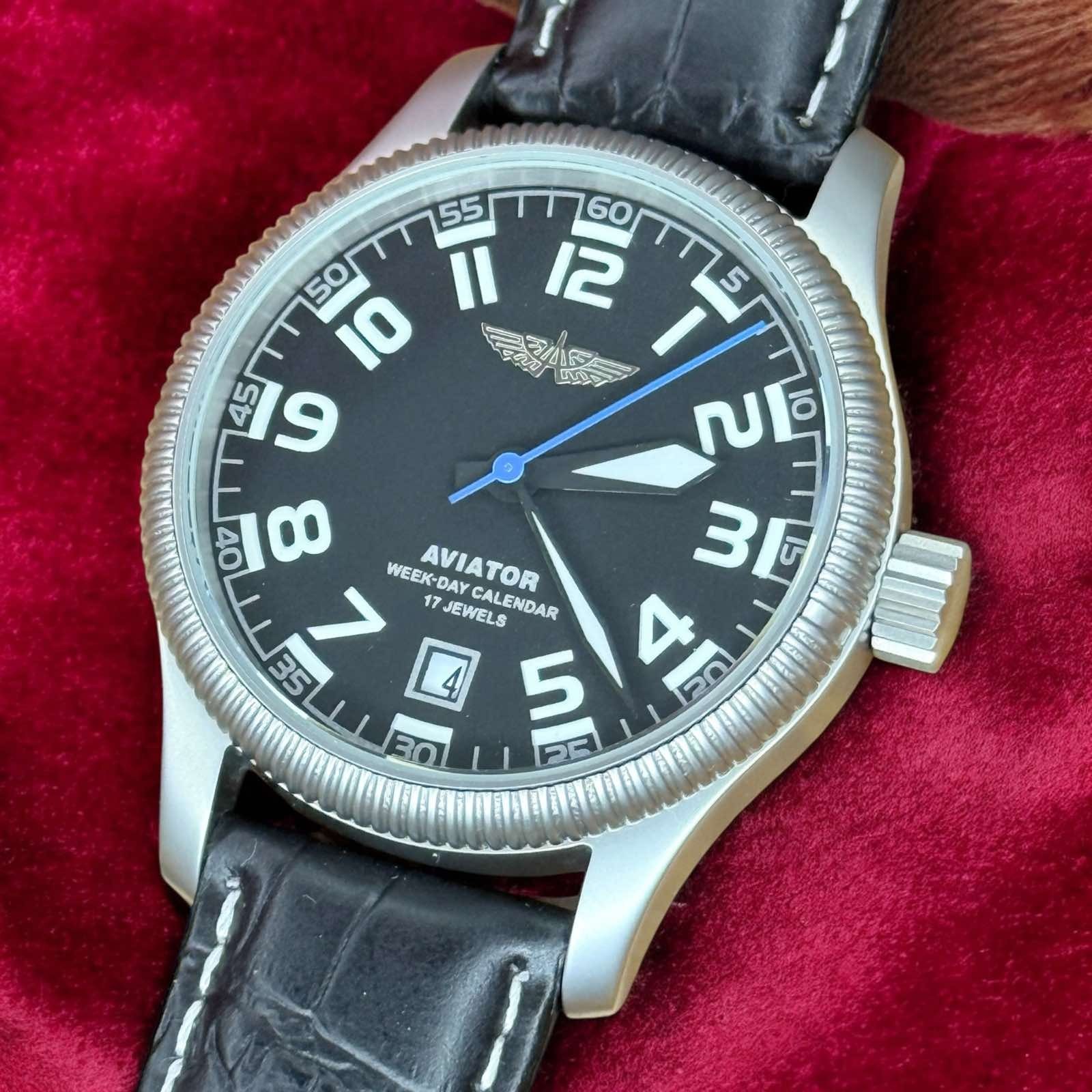 Aviator Watch Mechanical Soviet USSR Pilot Military Calendar Day Raketa Vintage