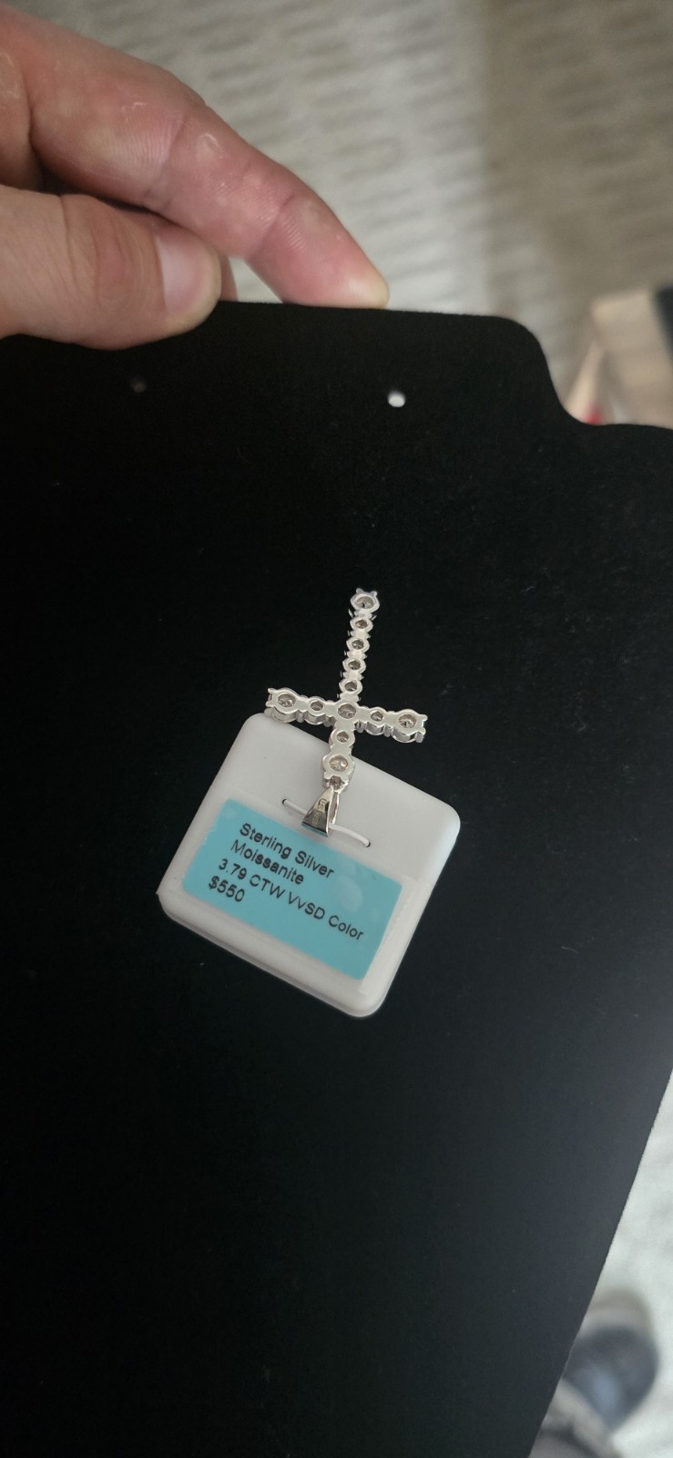 Sterling Silver 925 Moissanite Tennis Cross Religious