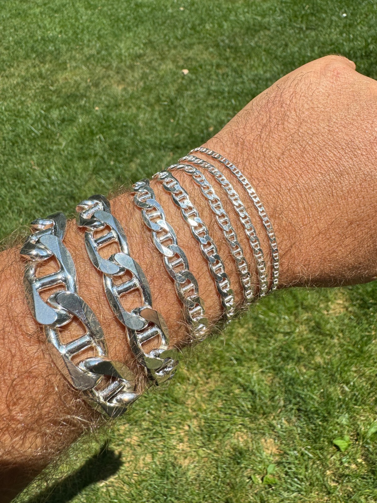 Real Solid 925 Sterling Silver Mariner Link Chain Or Bracelet ITALY 3-12mm Mens