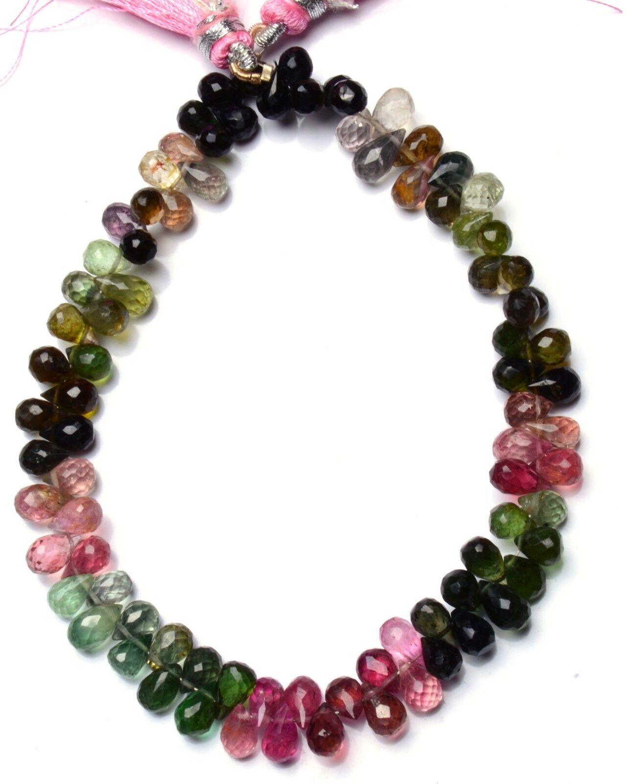 Natural Gem Multi Color Tourmaline 7x5MM Approx Faceted Teardrop Shape Beads 8″