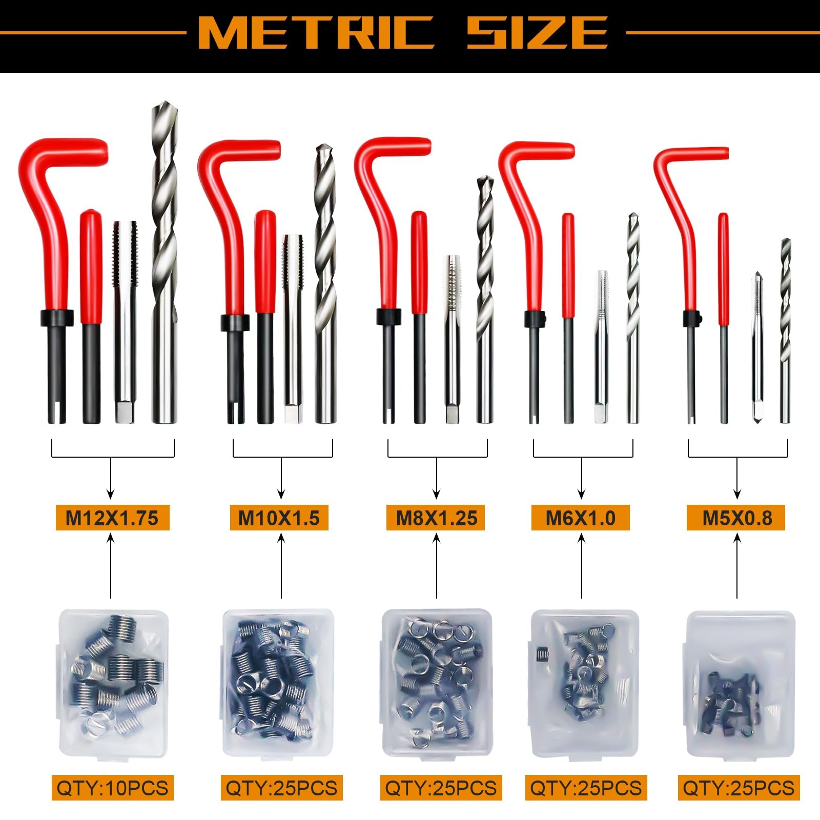 Ajulybee Helicoil Thread Repair Kit 261 Pcs Thread Chaser Kits Hss Drill