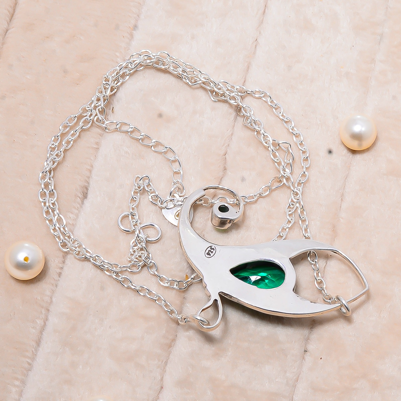 Chrome Diopside Gemstone 925 Sterling Silver Chain Pendant 19-23″ Cp1030811008