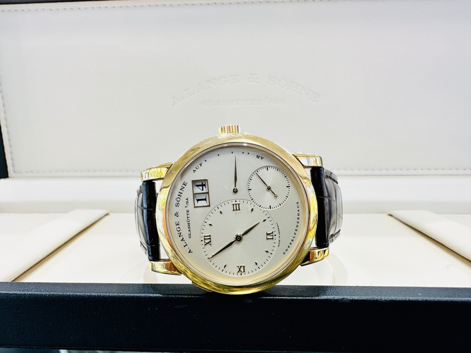 A. Lange & Sohne Lange 1 18K Yellow Gold 101.021 Manual Movement 38.5mm Watch
