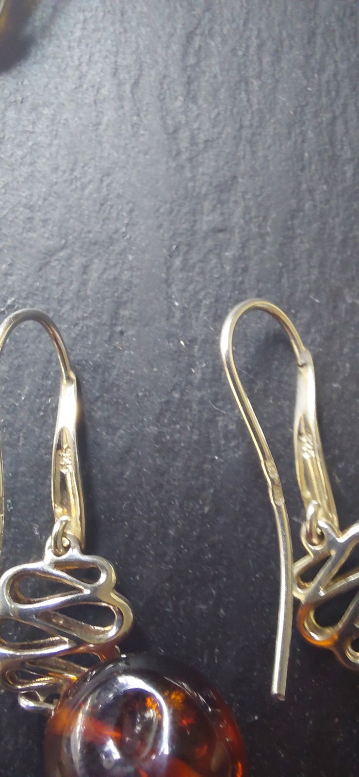 Vintage 1976 925 Sterling Silver & Baltic Amber Necklace and Earrings