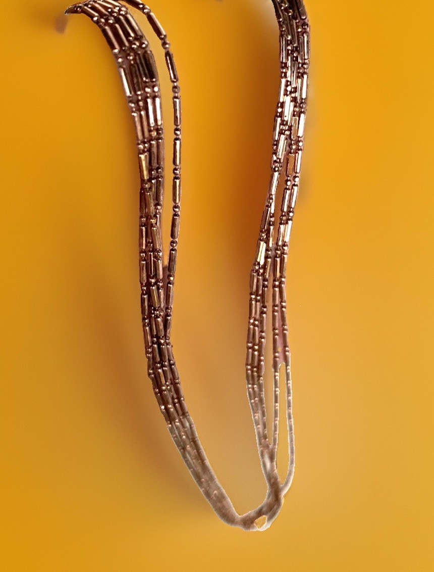 Multi-Strand Copper Ball & Bar Chain Necklace 17-1/2″ Long