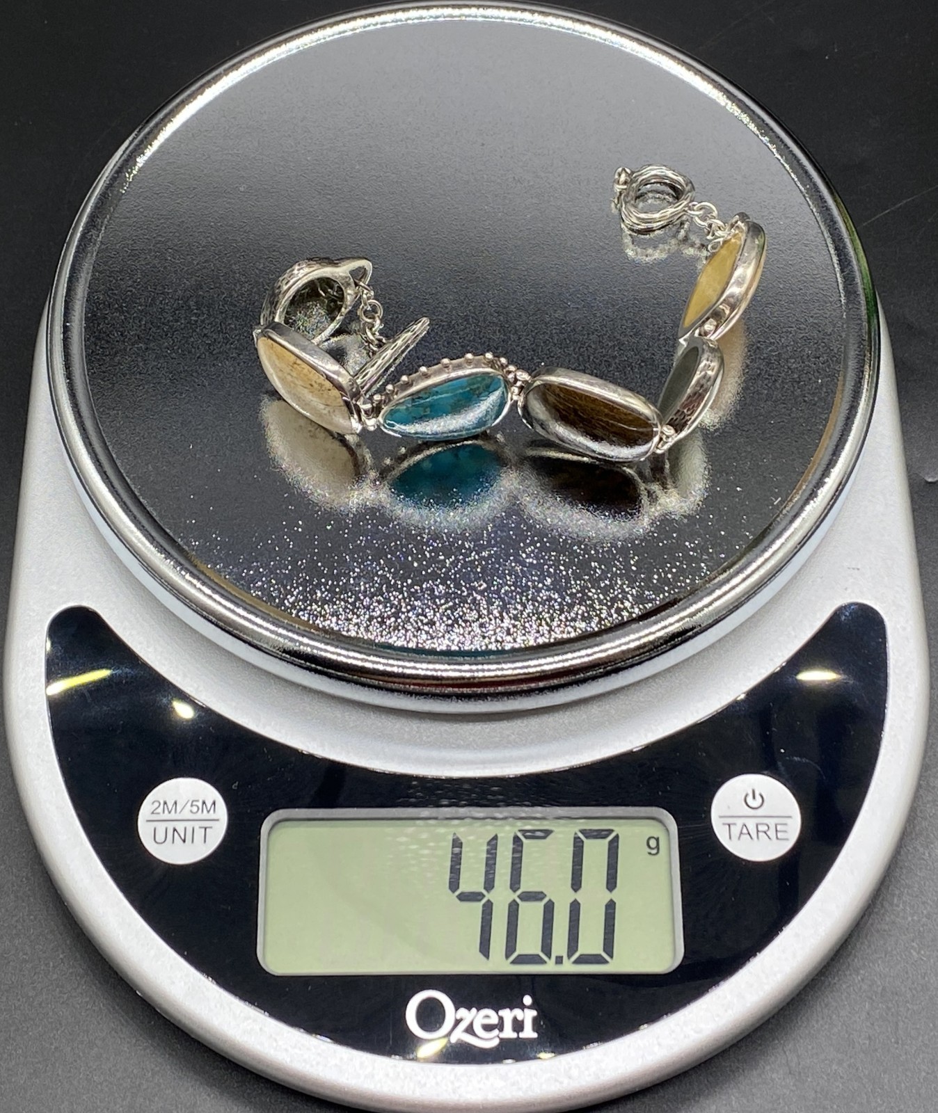 SILPADA-Sterling Pyrite Turquoise Bronzite Jasper Toggle Bracelet B1934 **READ**
