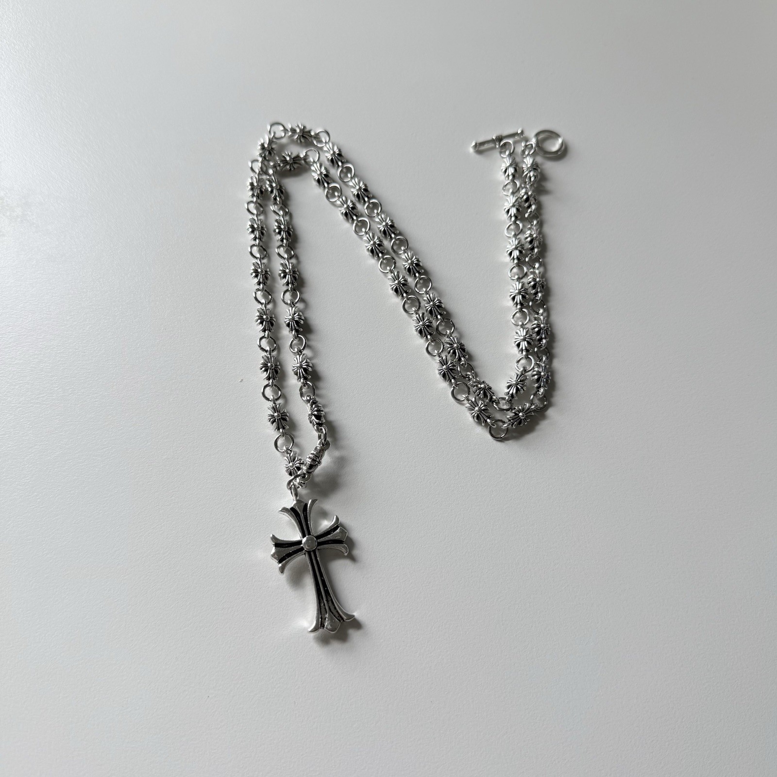 CH Style Chrome Silver cross necklace with chain 70cm #punk #grunge #goth