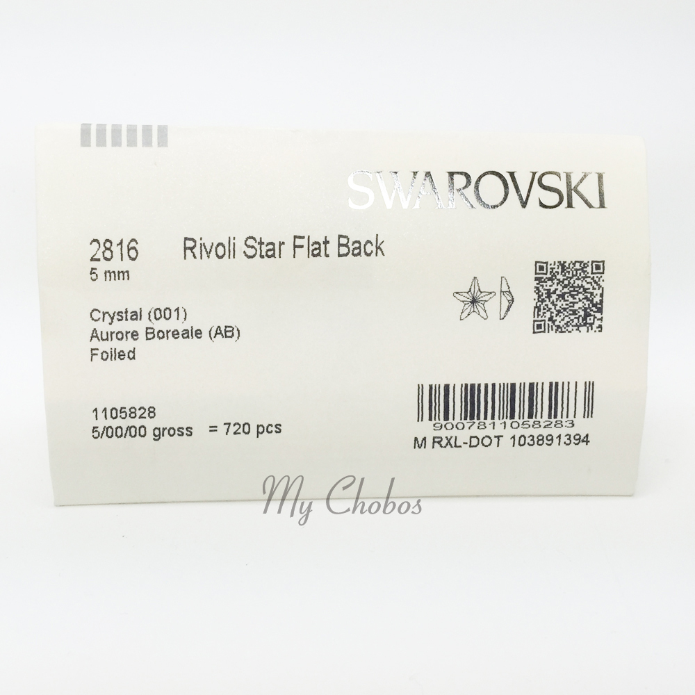12 pcs Swarovski 2816 Rivoli Star Flatbacks No-Hotfix 5mm CRYSTAL AB (001 AB)